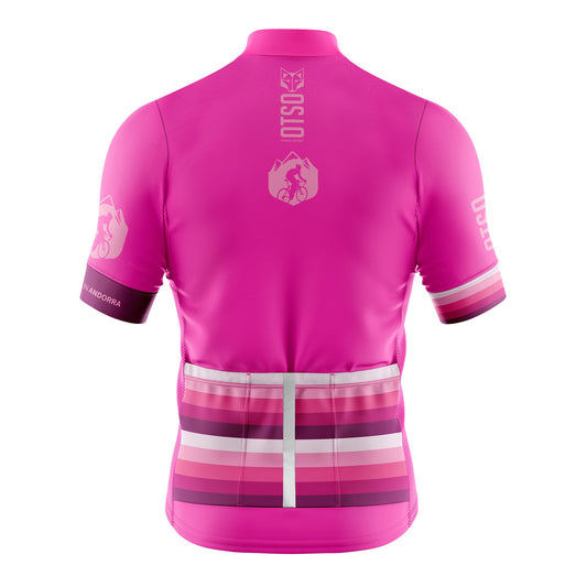 Maillot de cyclisme manches courtes homme - Rayures Fluo Rose (Outlet)