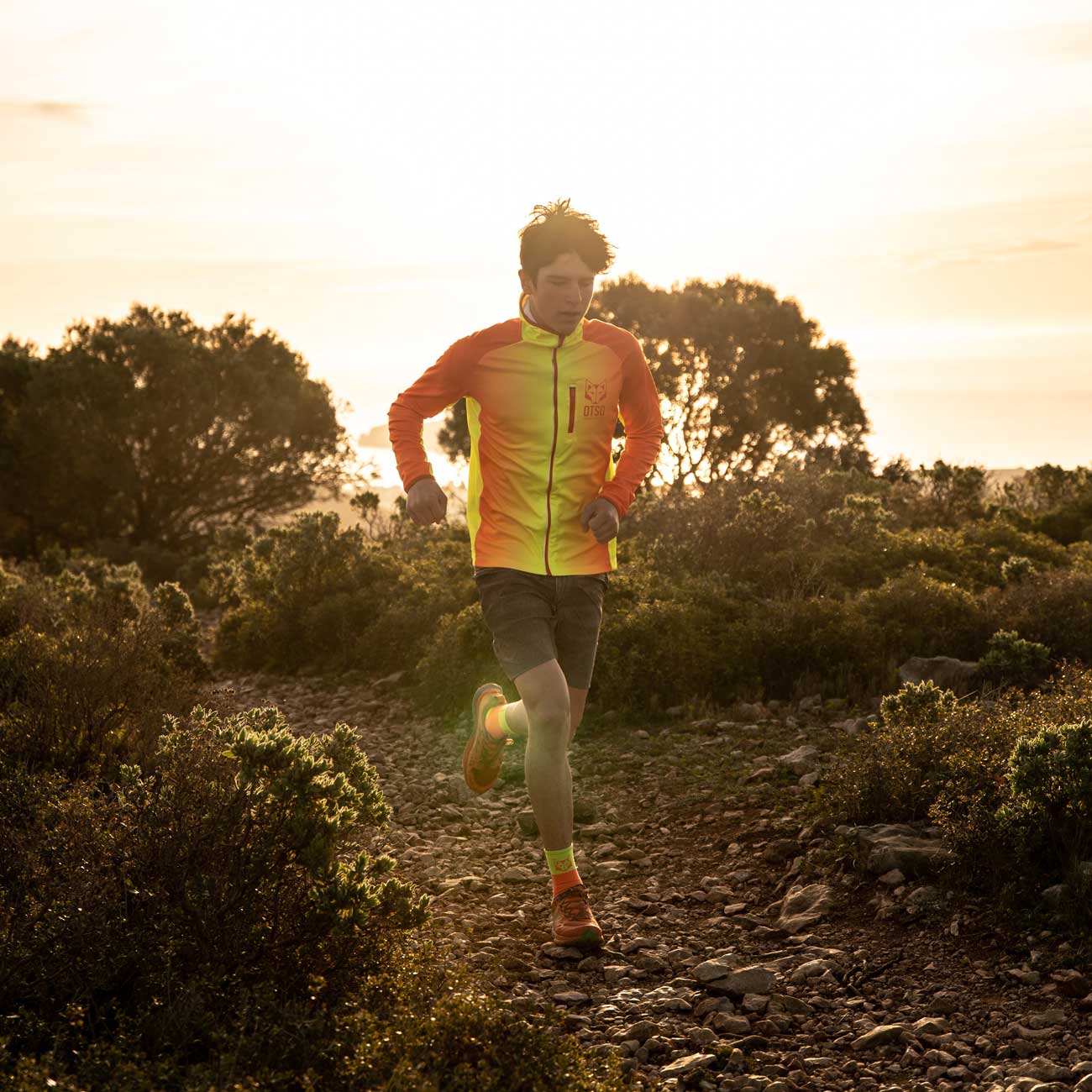 Sweat à capuche de sport unisexe - Orange fluo & Jaune fluo