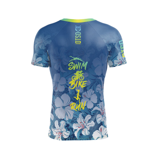 Short Sleeve T-Shirt Men - Swim Bike Run Flower