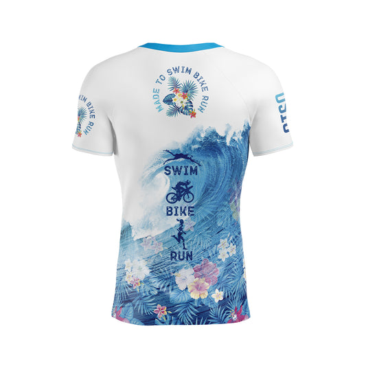 Short sleeve t-shirt for men - Swim Bike Run Wave