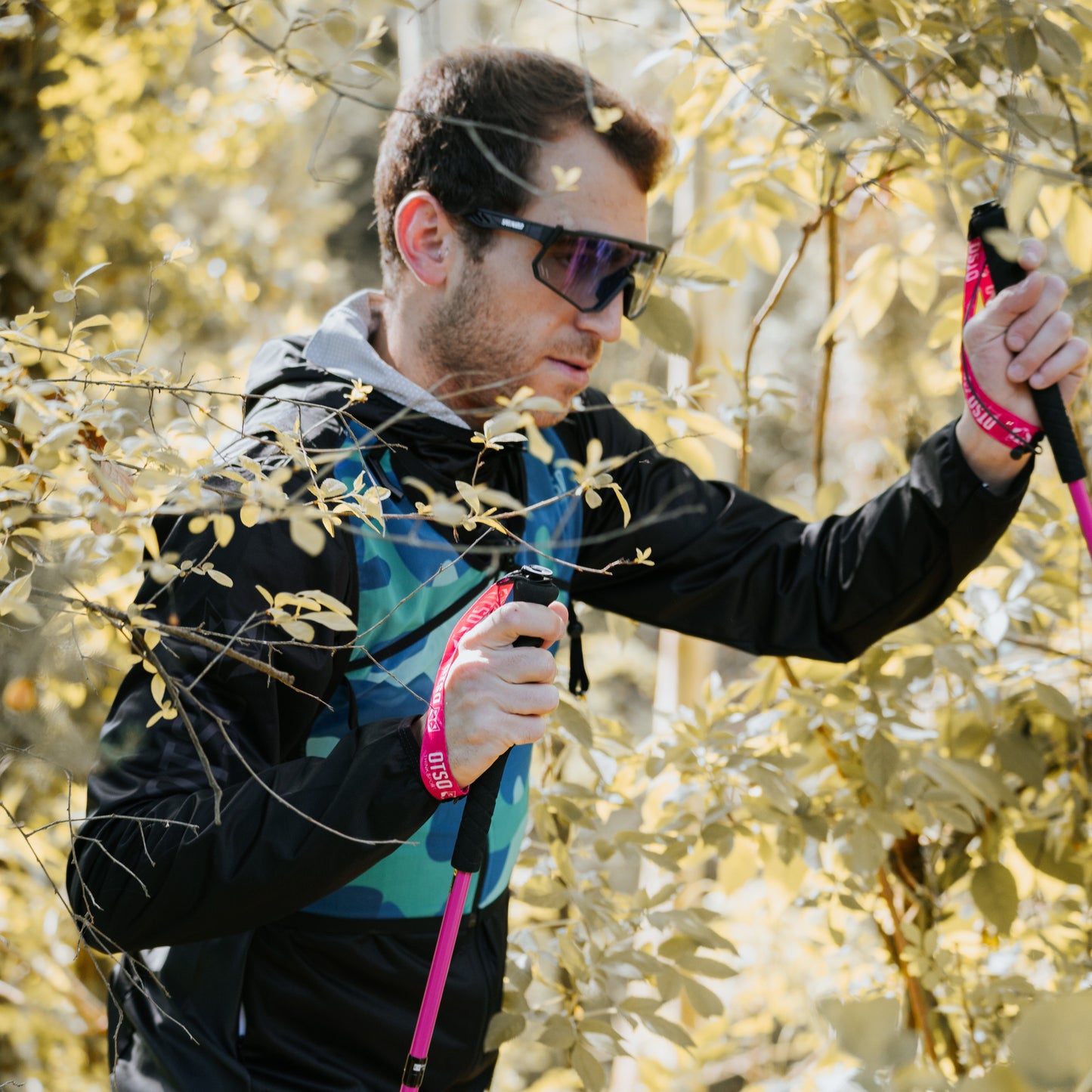 Bastoni pieghevoli ultraleggeri in carbonio per Trail Running e Trekking - Rosa