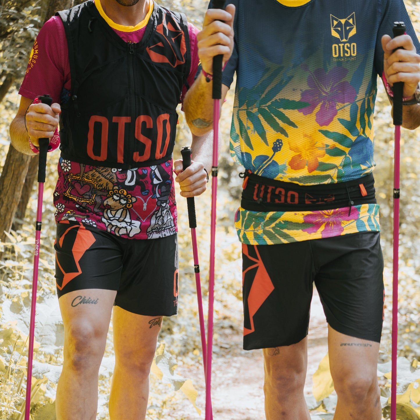 Bastoni pieghevoli ultraleggeri in carbonio per Trail Running e Trekking - Rosa