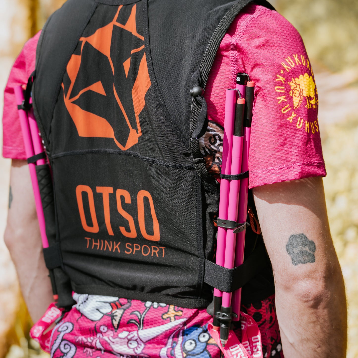 Bastoni pieghevoli ultraleggeri in carbonio per Trail Running e Trekking - Rosa