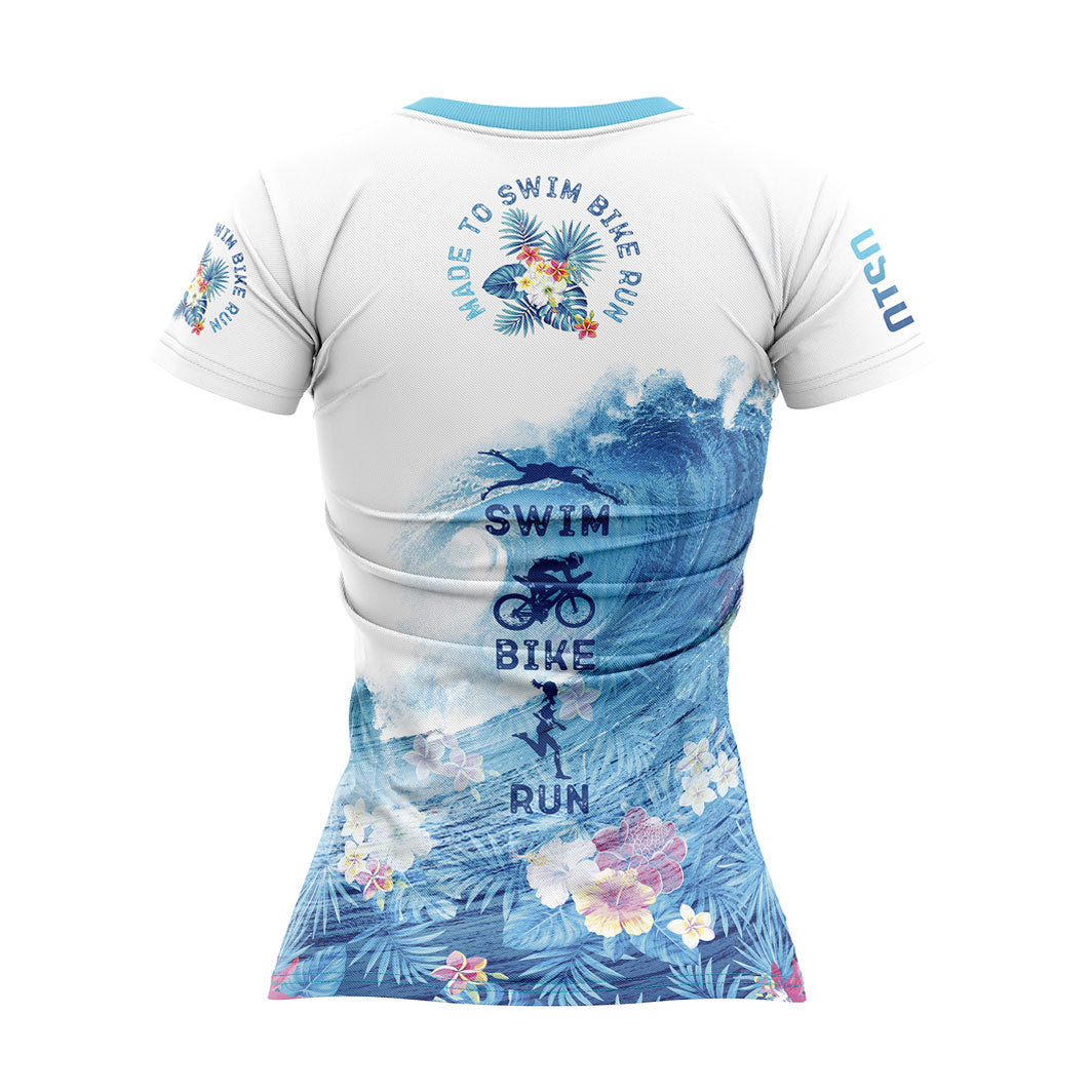 Short Sleeve T-Shirt Women - Swim Bike Run Wave