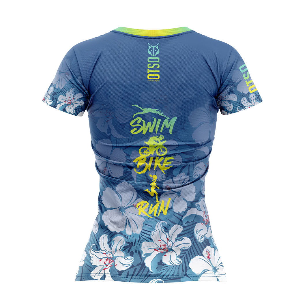 T-shirt manches courtes femme - Swim Bike Run Flower