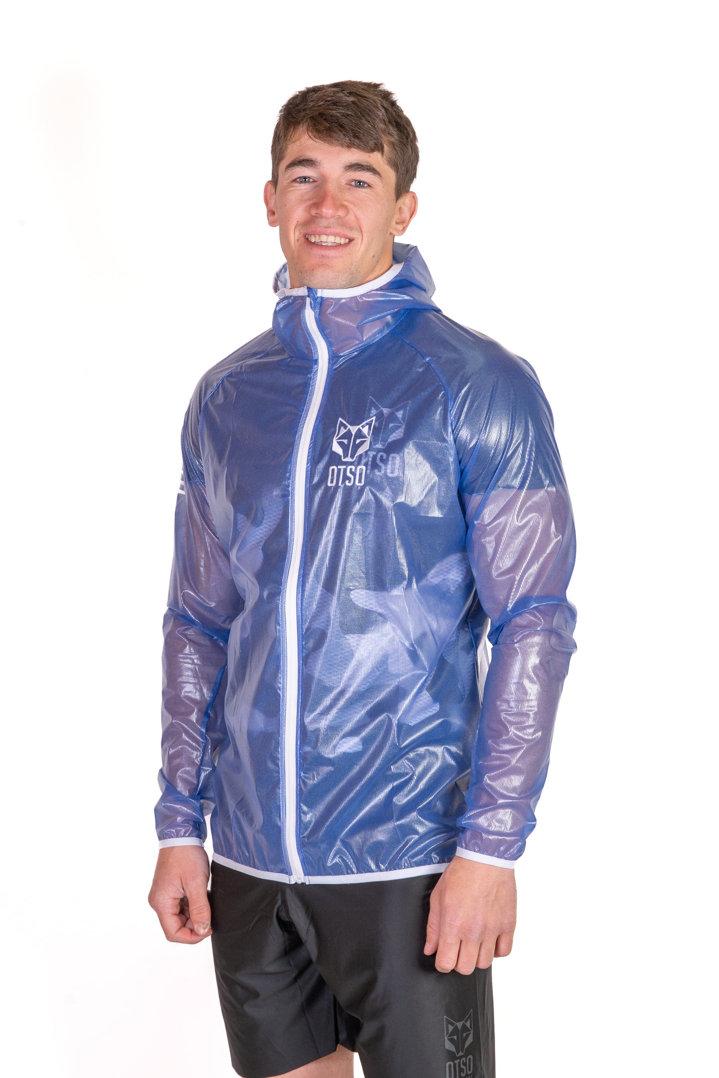 Waterproof jacket - Electric Blue & White