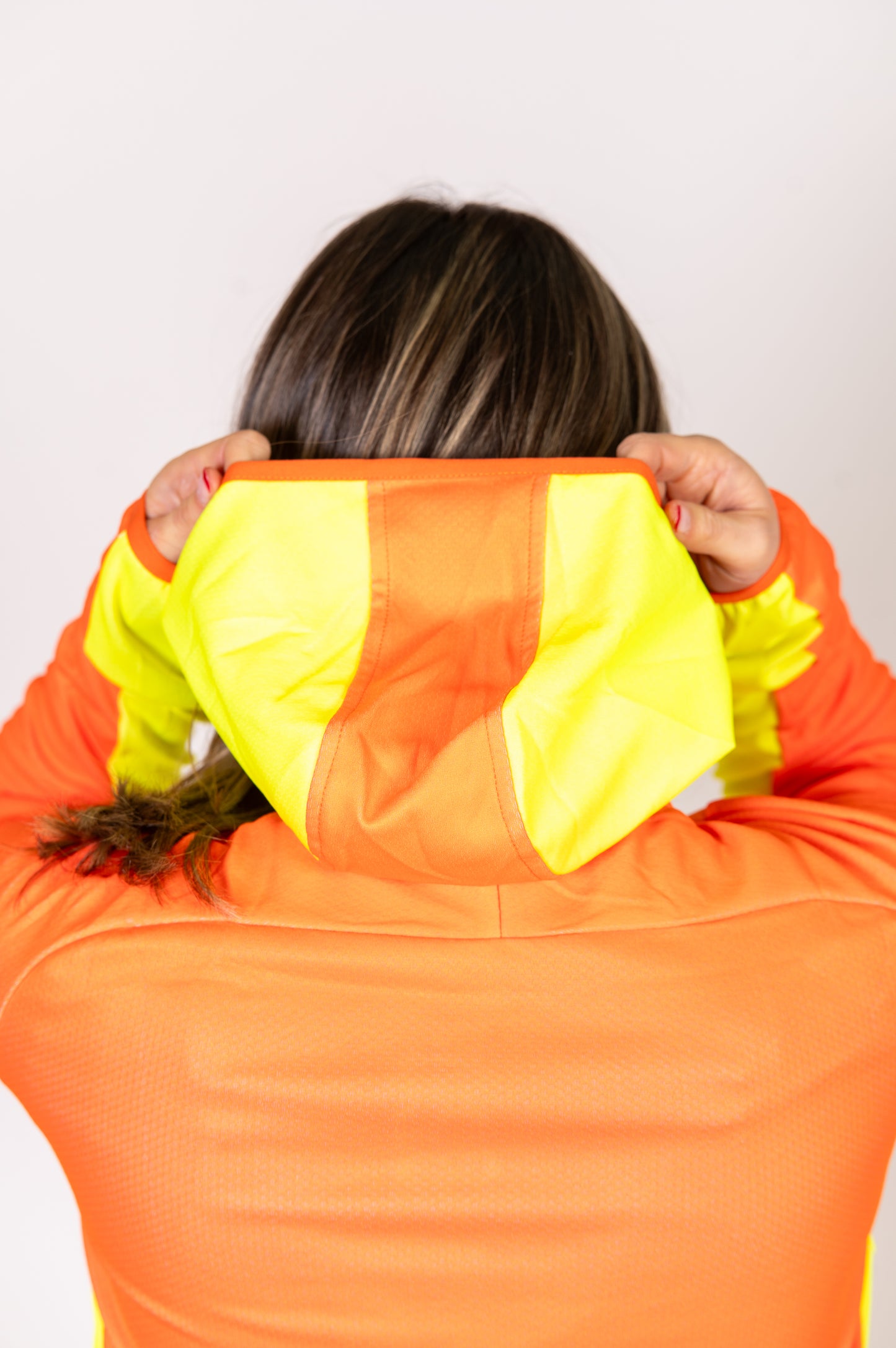 Sweat à capuche de sport unisexe - Orange fluo & Jaune fluo