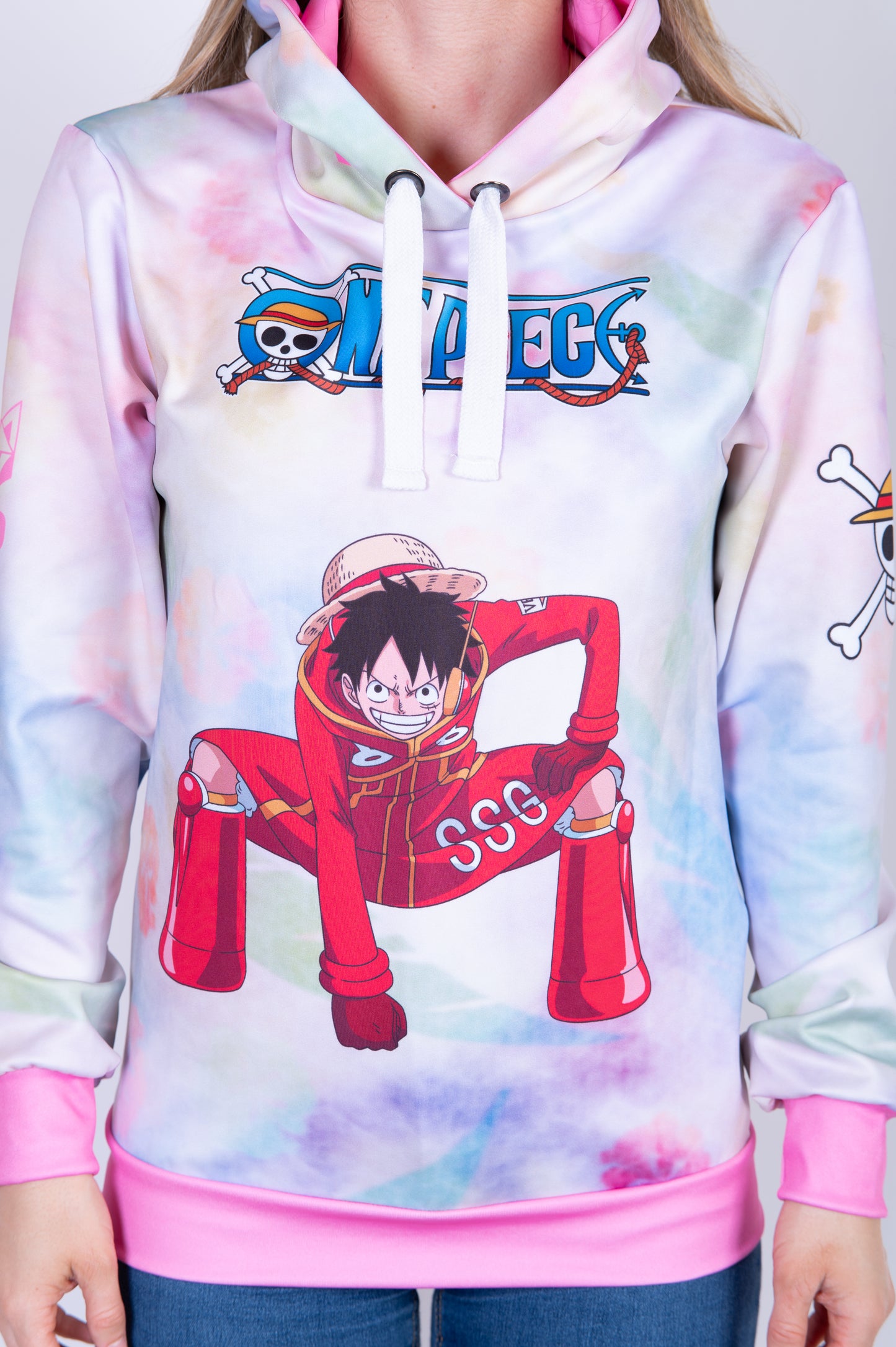 Felpa - One piece egghead luffy and the crew pink
