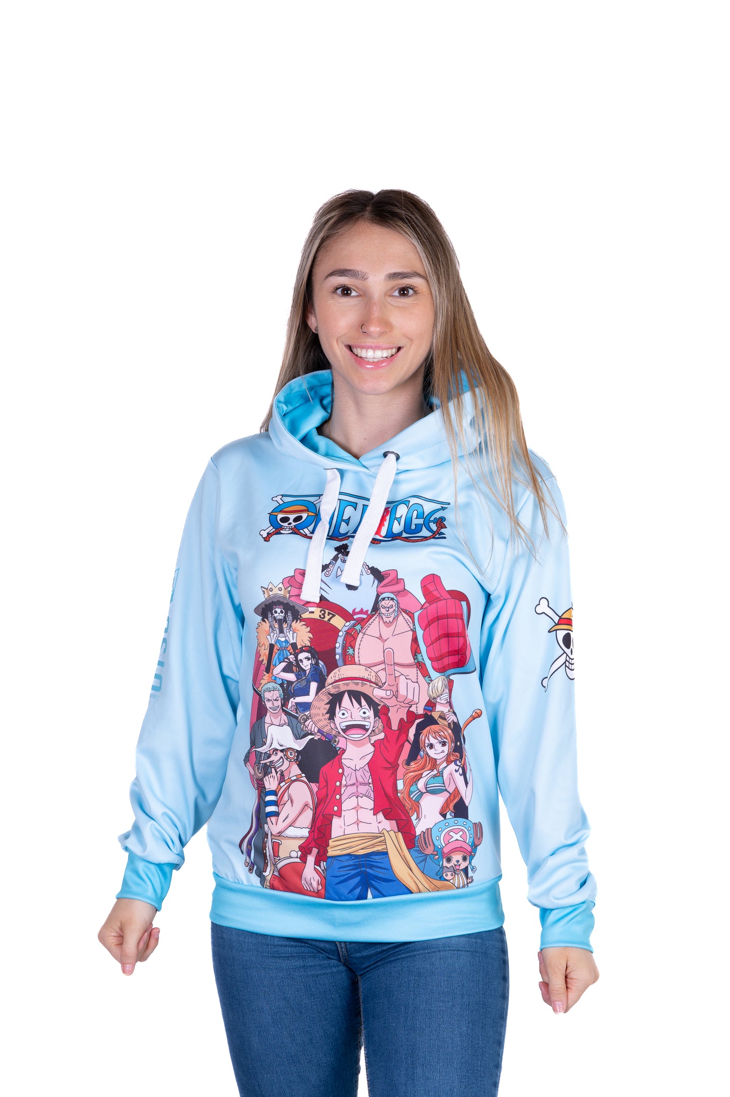 Sweatshirt - One piece fishman straw hat crew turquoise