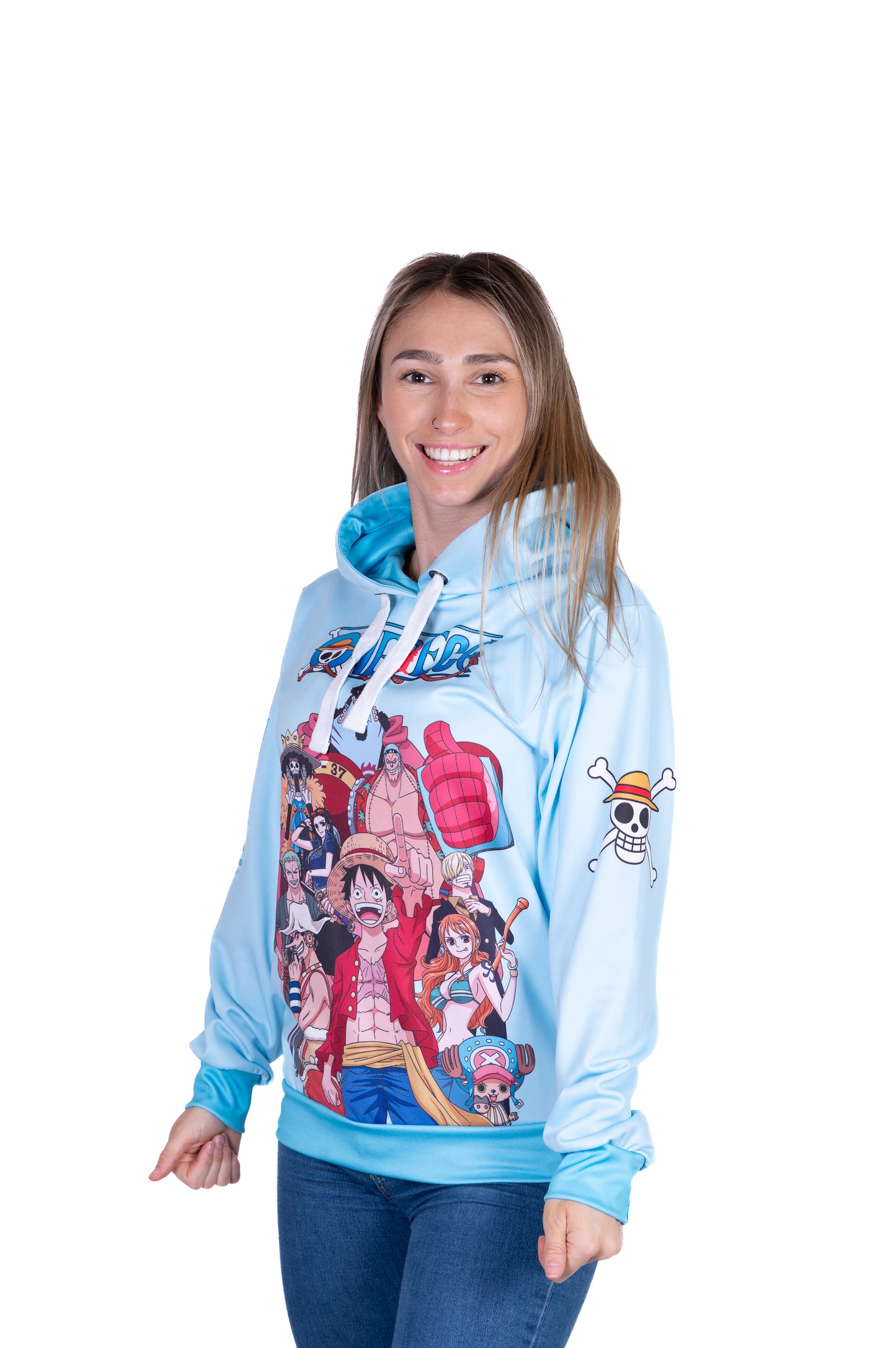 Sweatshirt - One piece fishman straw hat crew turquoise