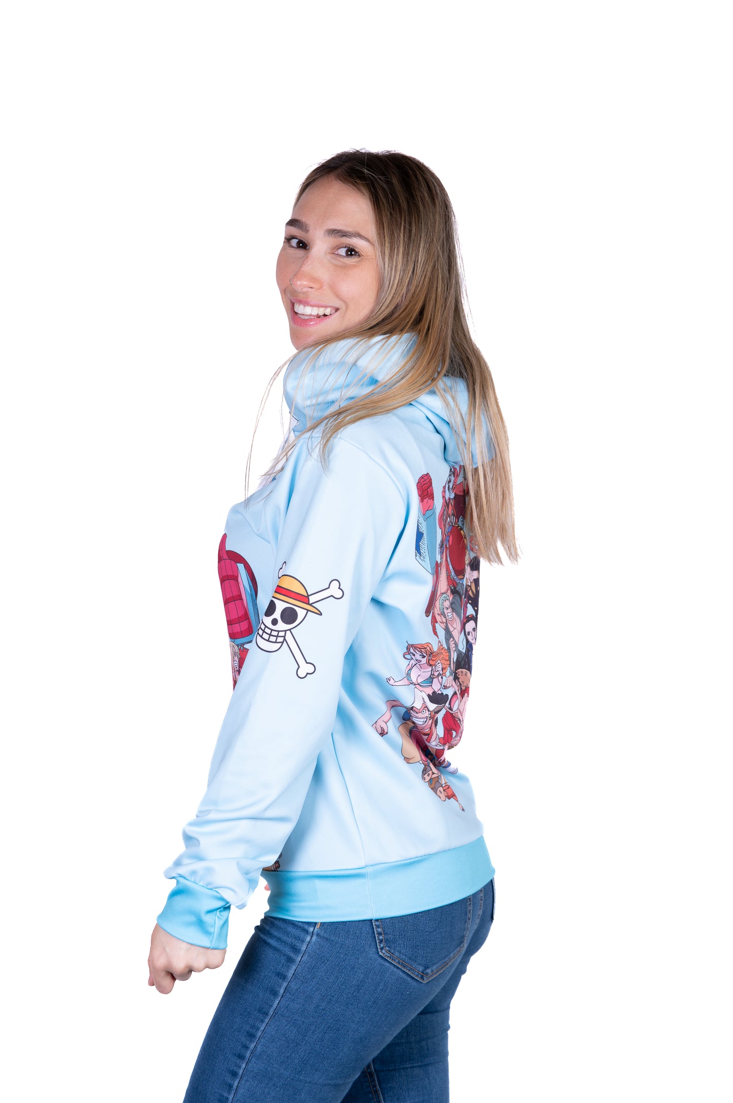 Sweatshirt - One piece fishman straw hat crew turquoise