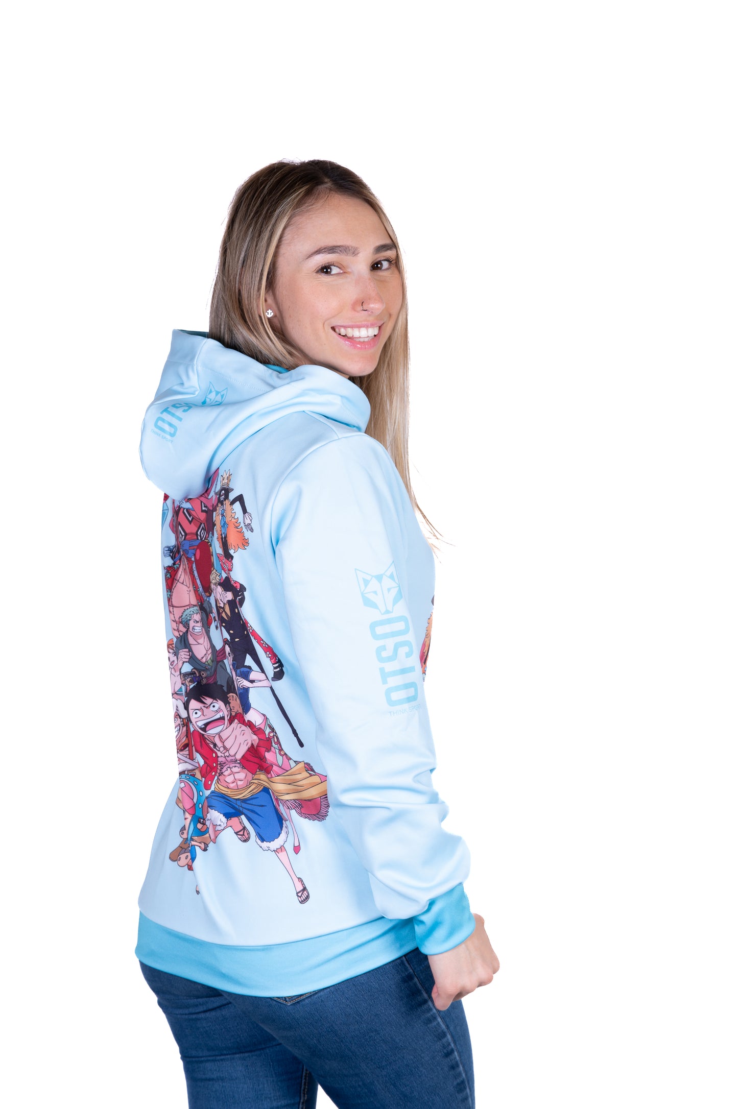 Sweatshirt - One piece fishman straw hat crew turquoise