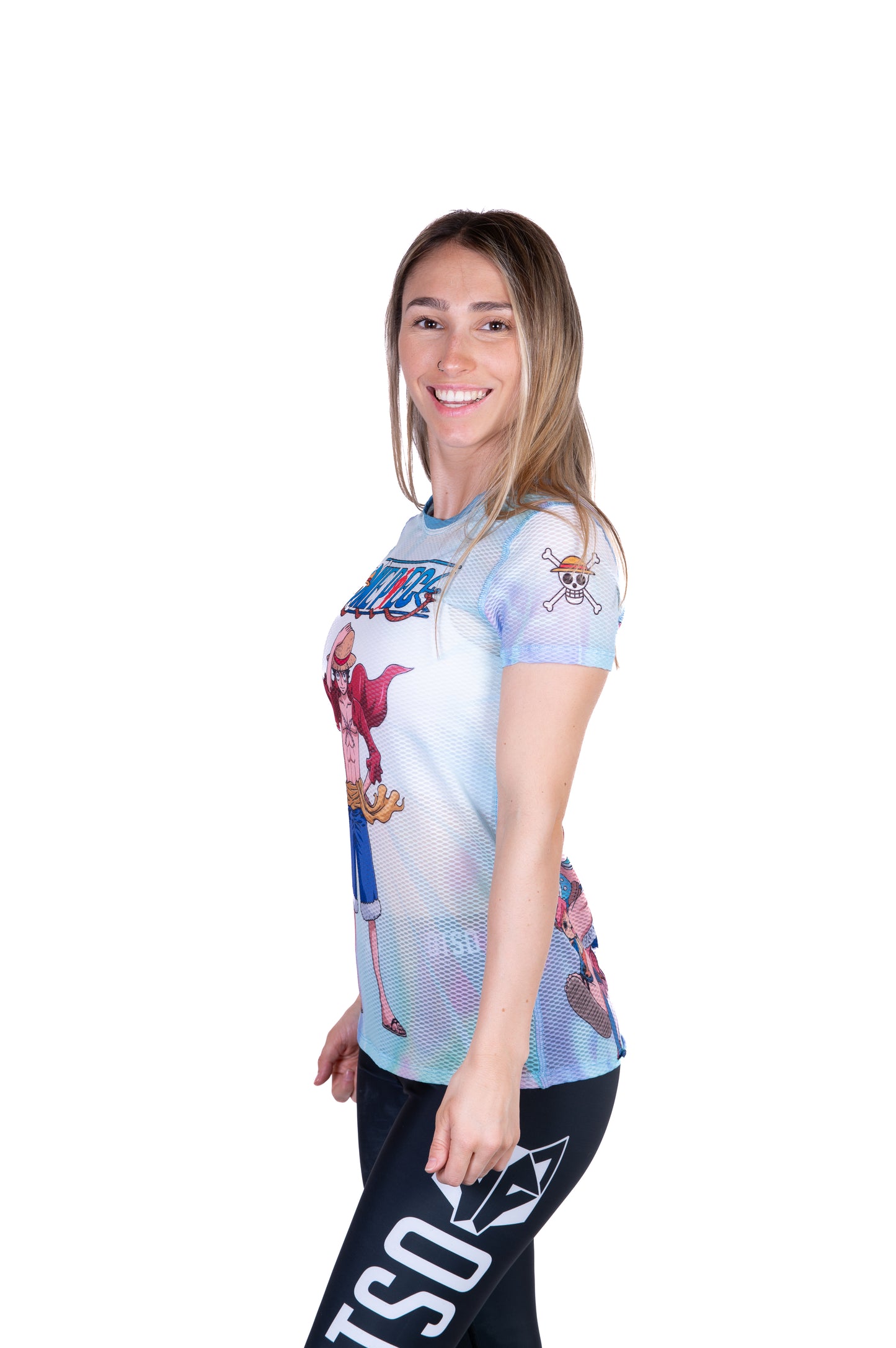 Camiseta manga corta mujer - One piece fishman luffy and the crew green