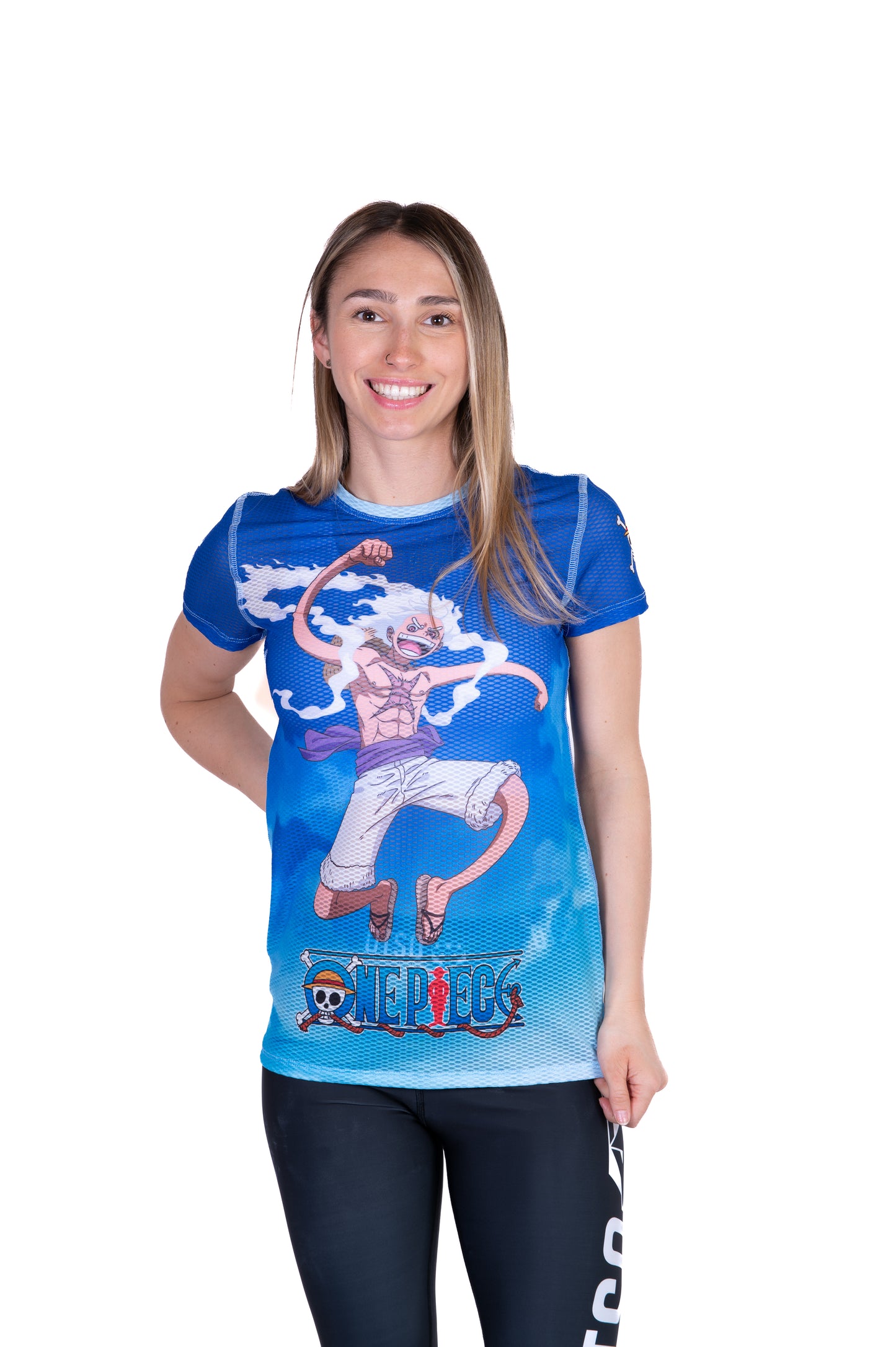 Short sleeve t-shirt women - One piece egghead luffy and the crew blue