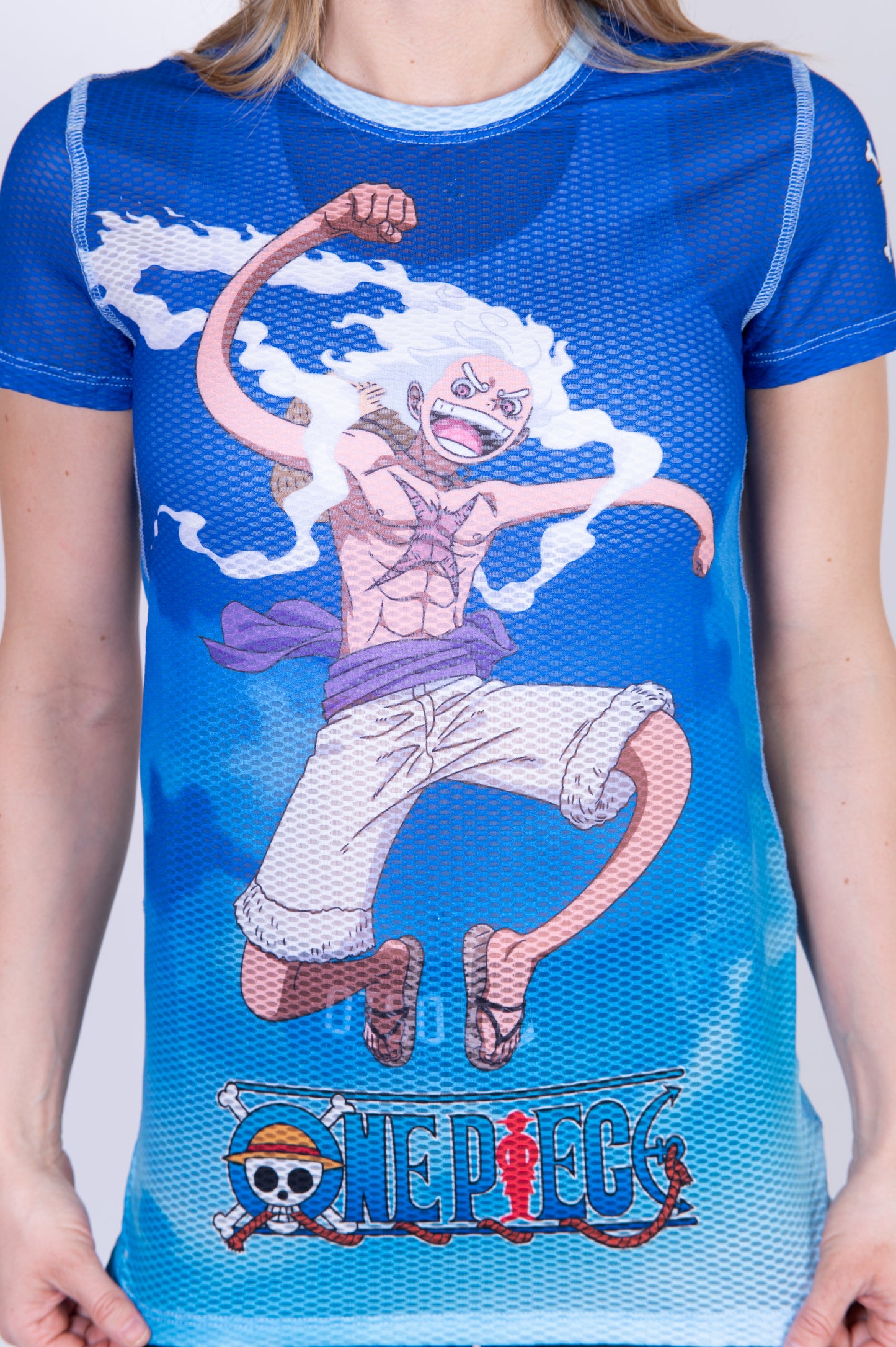 Short sleeve t-shirt women - One piece egghead luffy and the crew blue