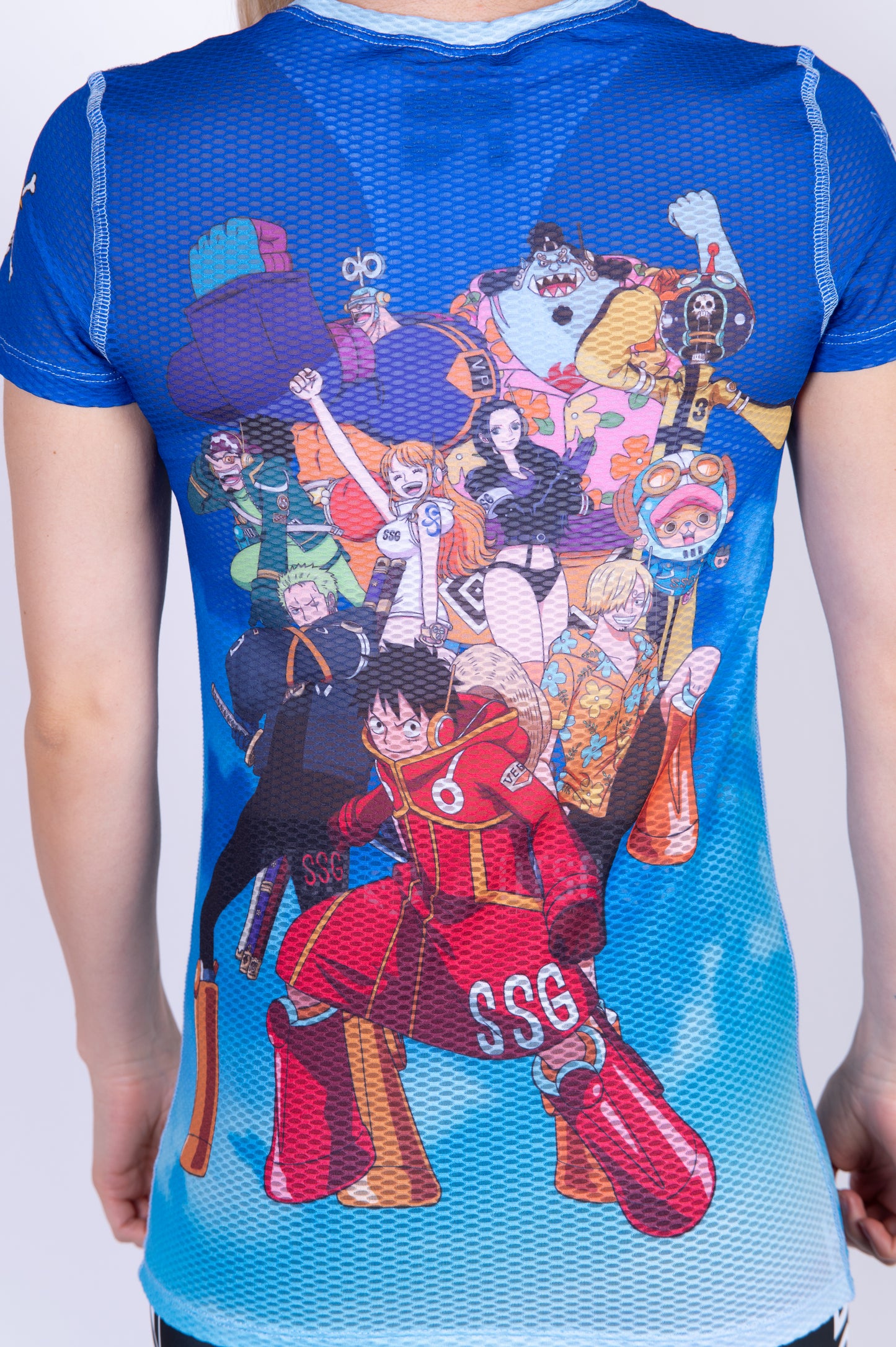 Short sleeve t-shirt women - One piece egghead luffy and the crew blue