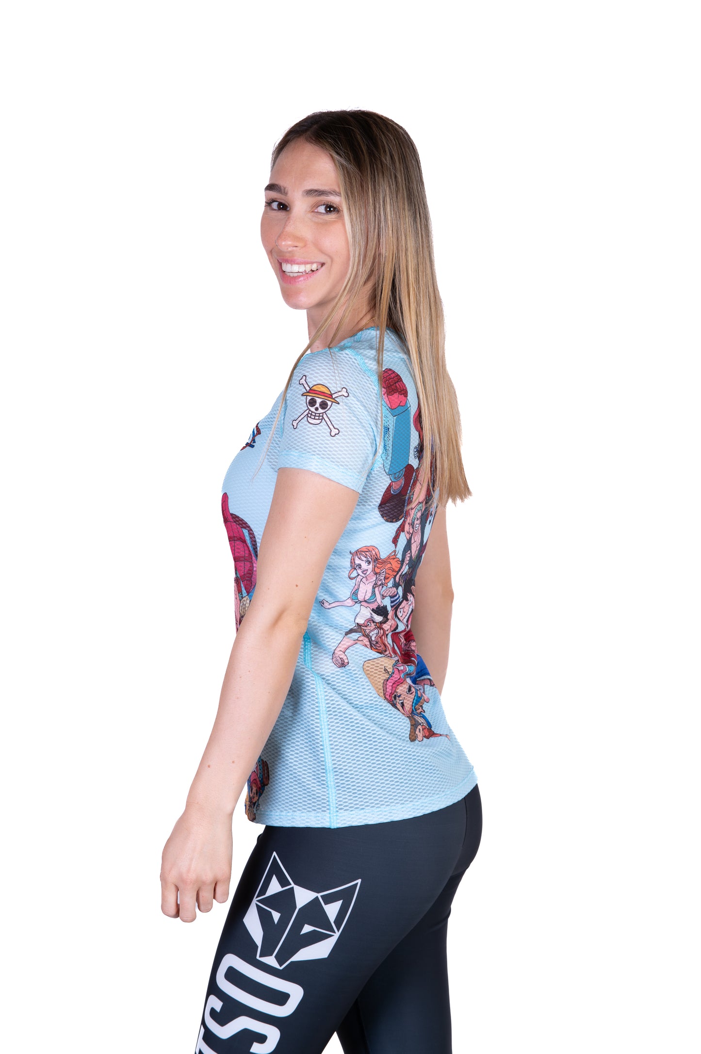 Camiseta manga corta mujer - One piece fishman straw hat crew turquoise