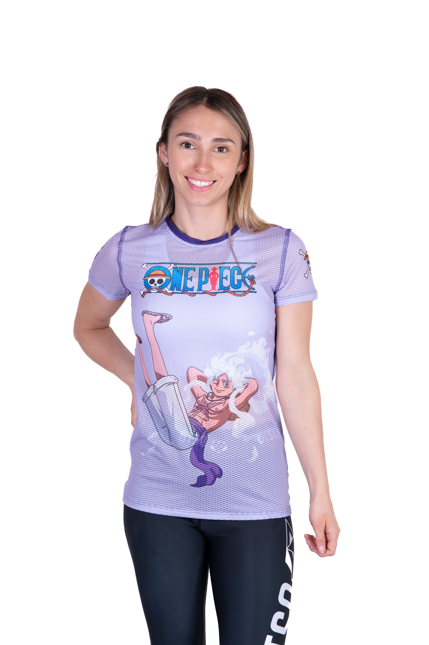 Camiseta manga corta mujer - One piece egghead luffy gear5 purple