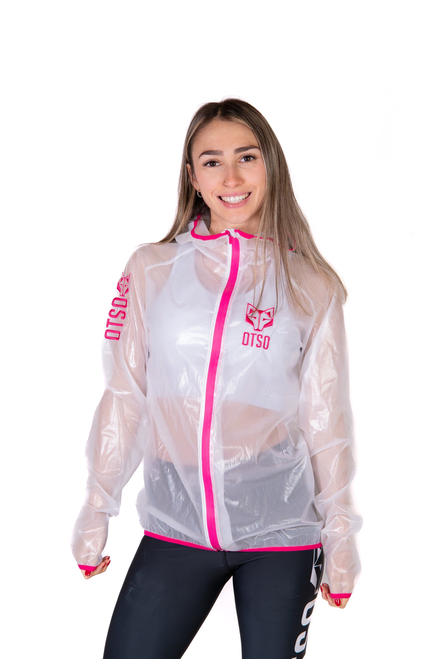 Waterproof jacket - White & Fluo Pink