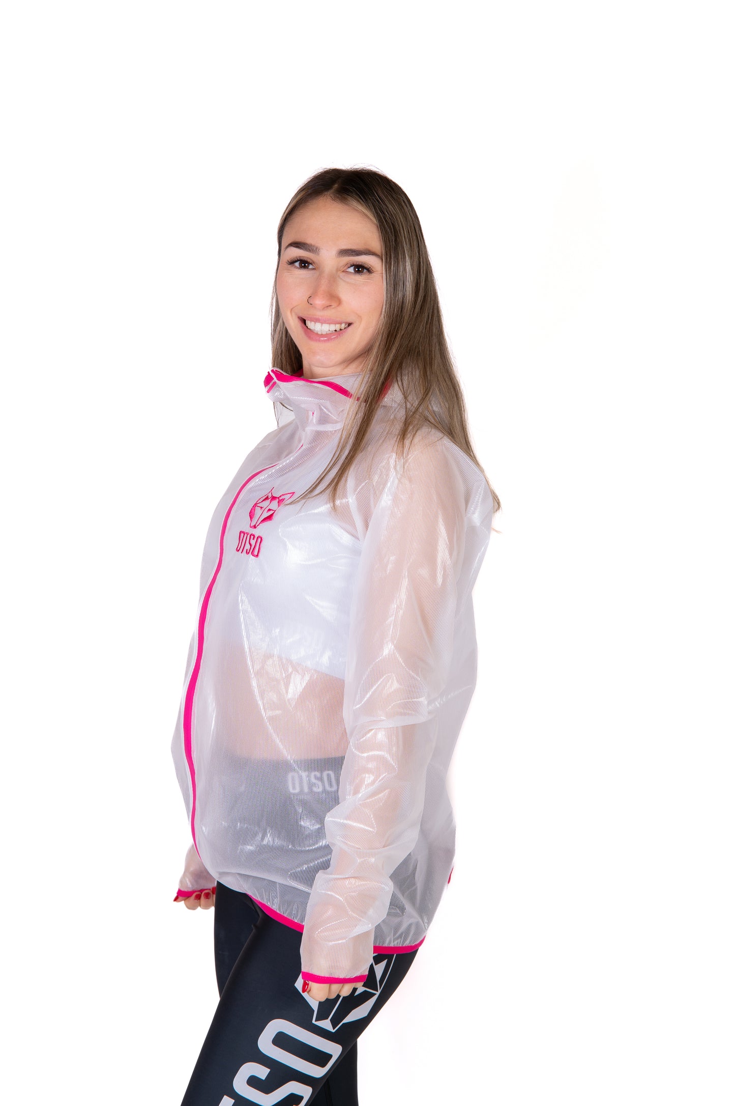 Waterproof jacket - White & Fluo Pink
