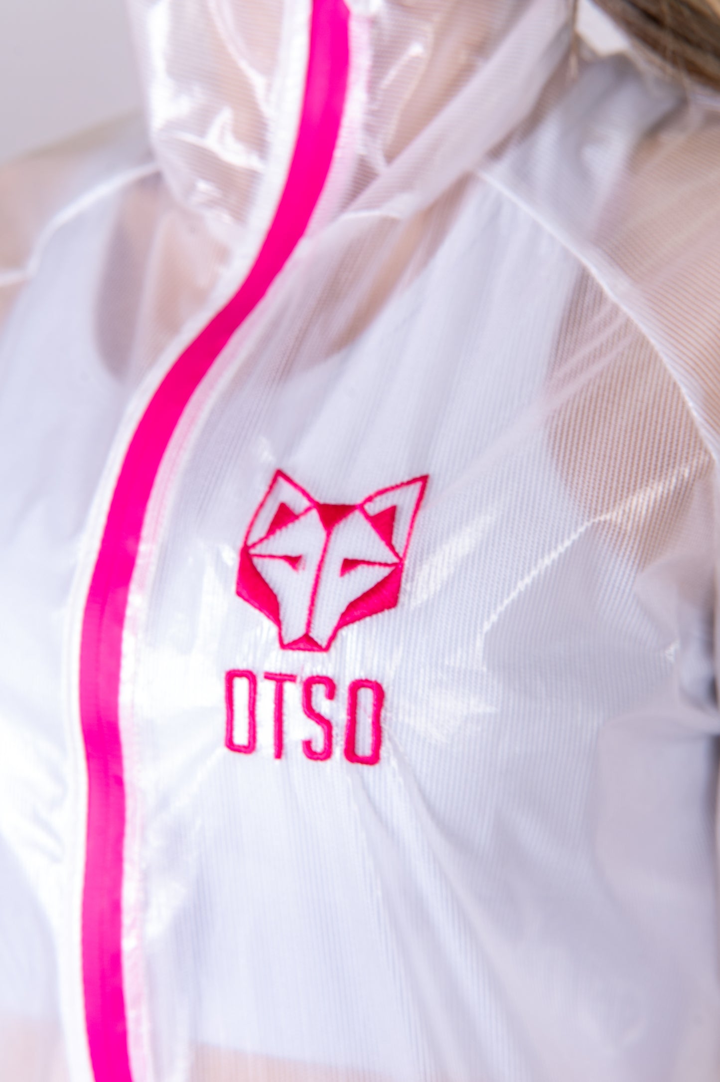 Waterproof jacket - White & Fluo Pink