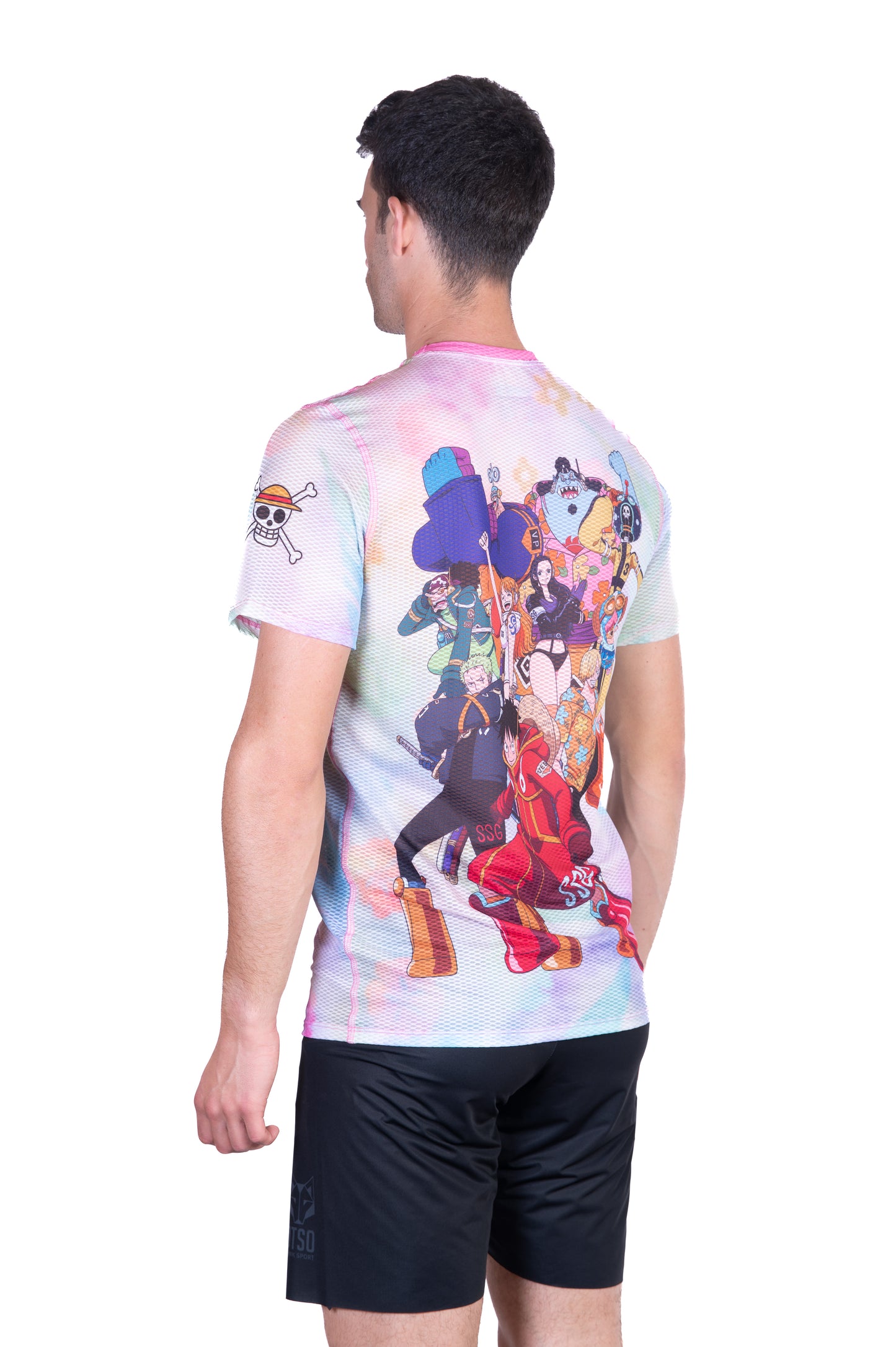 T-shirt de manga curta para homem - One piece egghead luffy and the crew pink