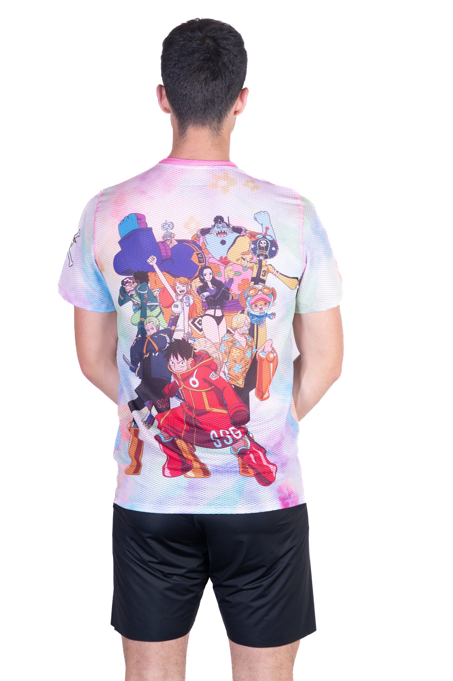 T-shirt de manga curta para homem - One piece egghead luffy and the crew pink