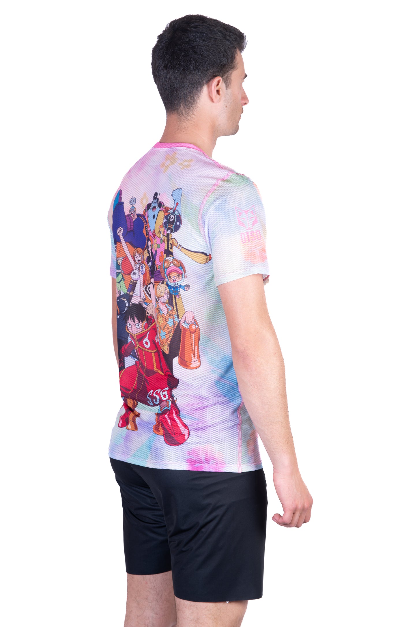 T-shirt de manga curta para homem - One piece egghead luffy and the crew pink