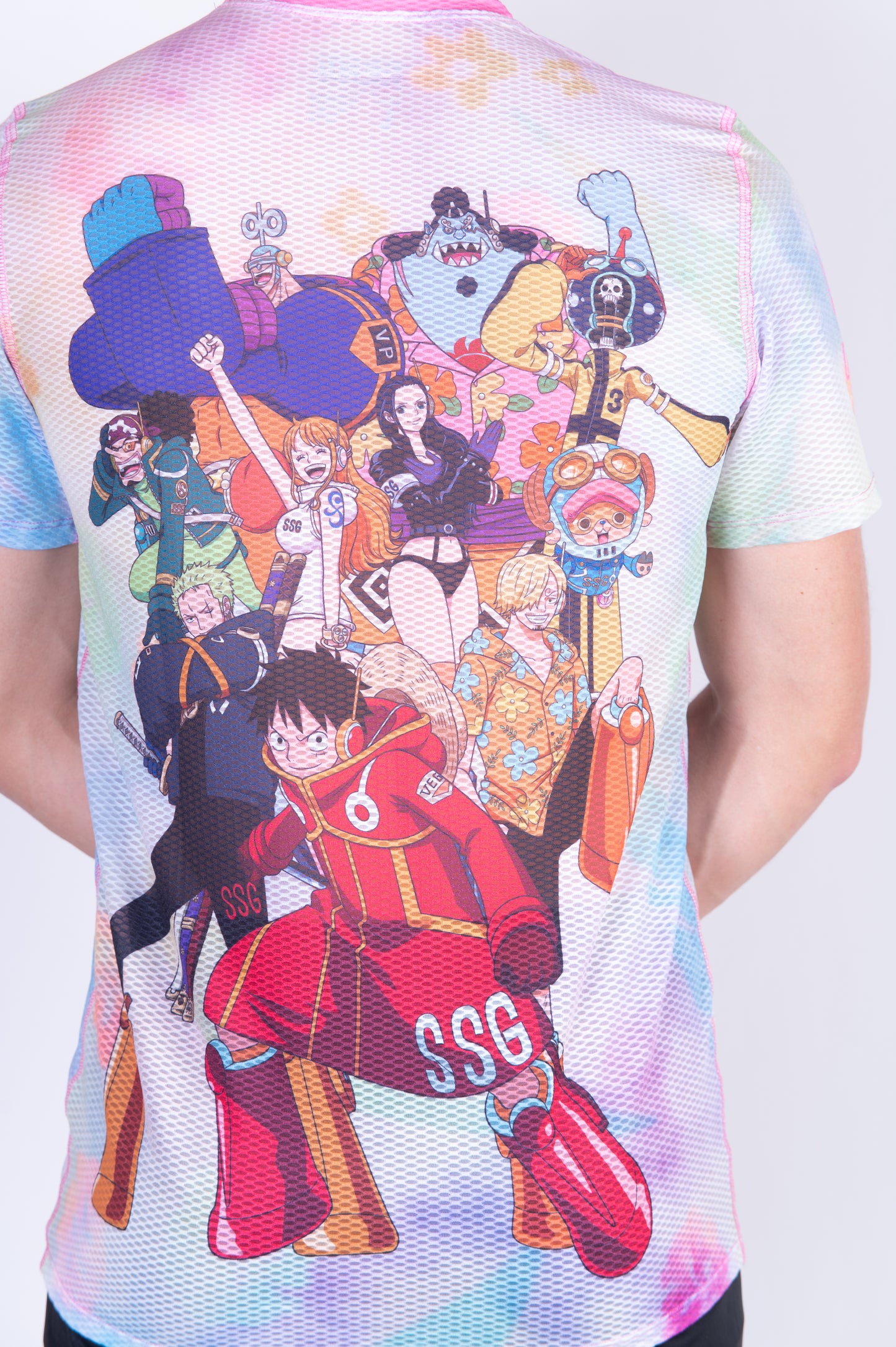 T-shirt de manga curta para homem - One piece egghead luffy and the crew pink