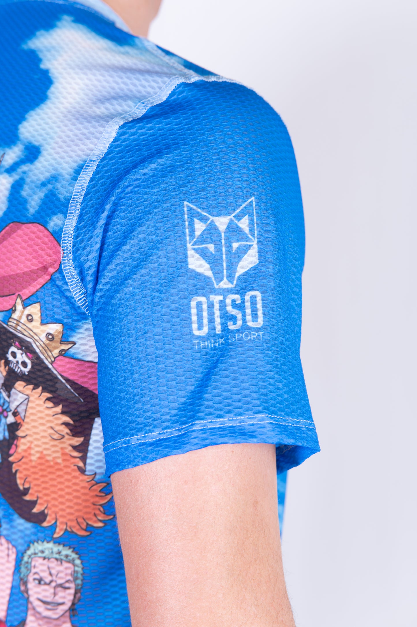 T-shirt de manga curta para homem - One piece fishman luffy and the crew blue