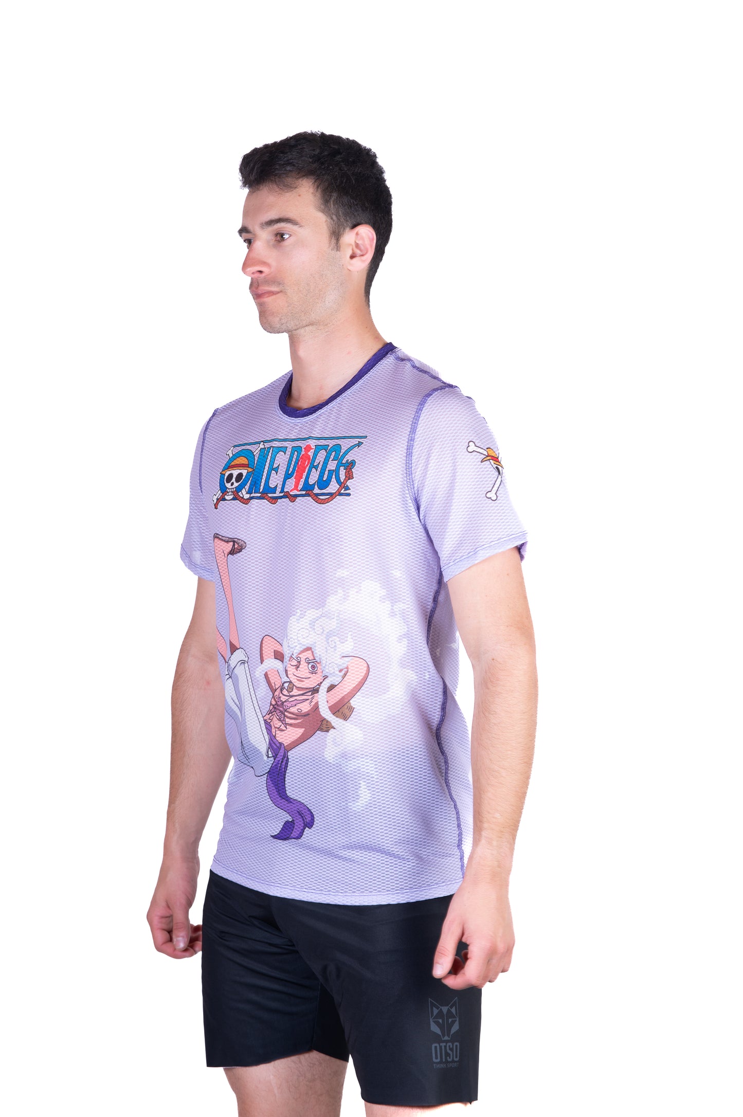 T-shirt de manga curta para homem - One piece egghead luffy and the crew pink