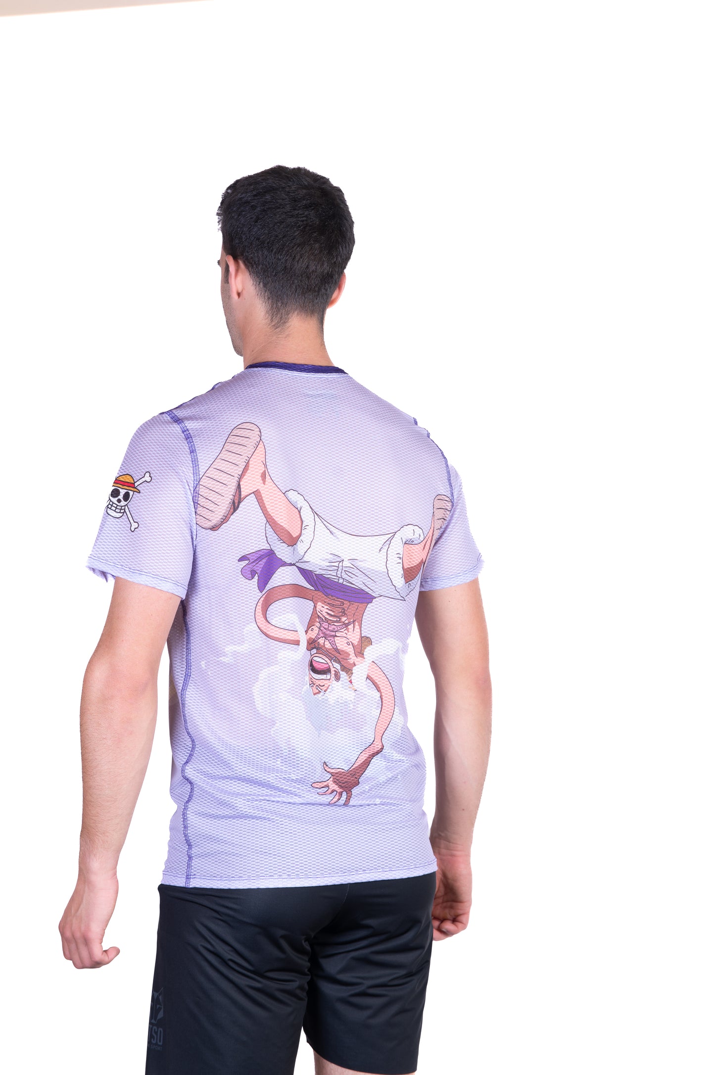 T-shirt de manga curta para homem - One piece egghead luffy and the crew pink