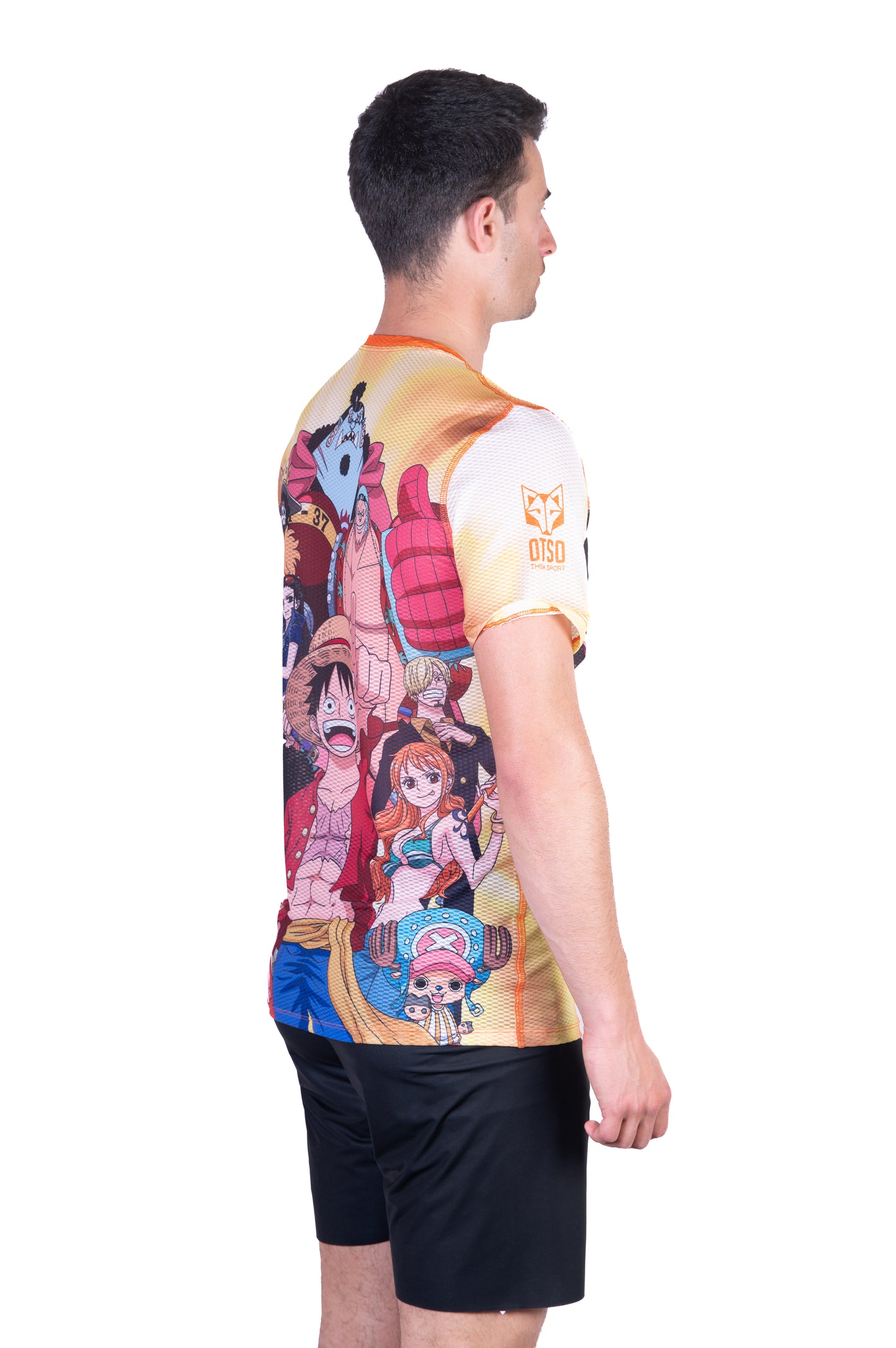 Short sleeve t-shirt men - One piece fishman straw hat crew yellow