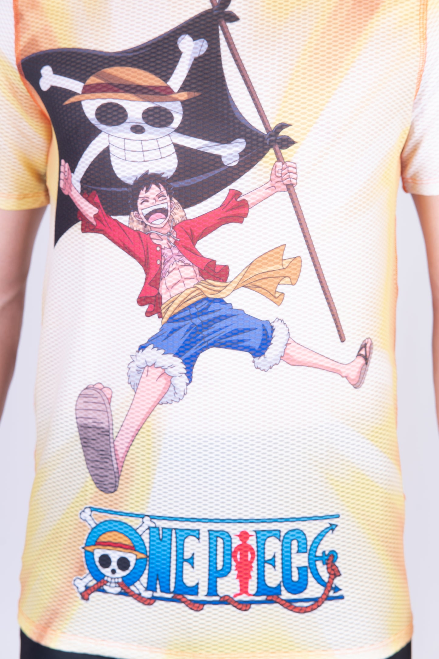 Short sleeve t-shirt men - One piece fishman straw hat crew yellow