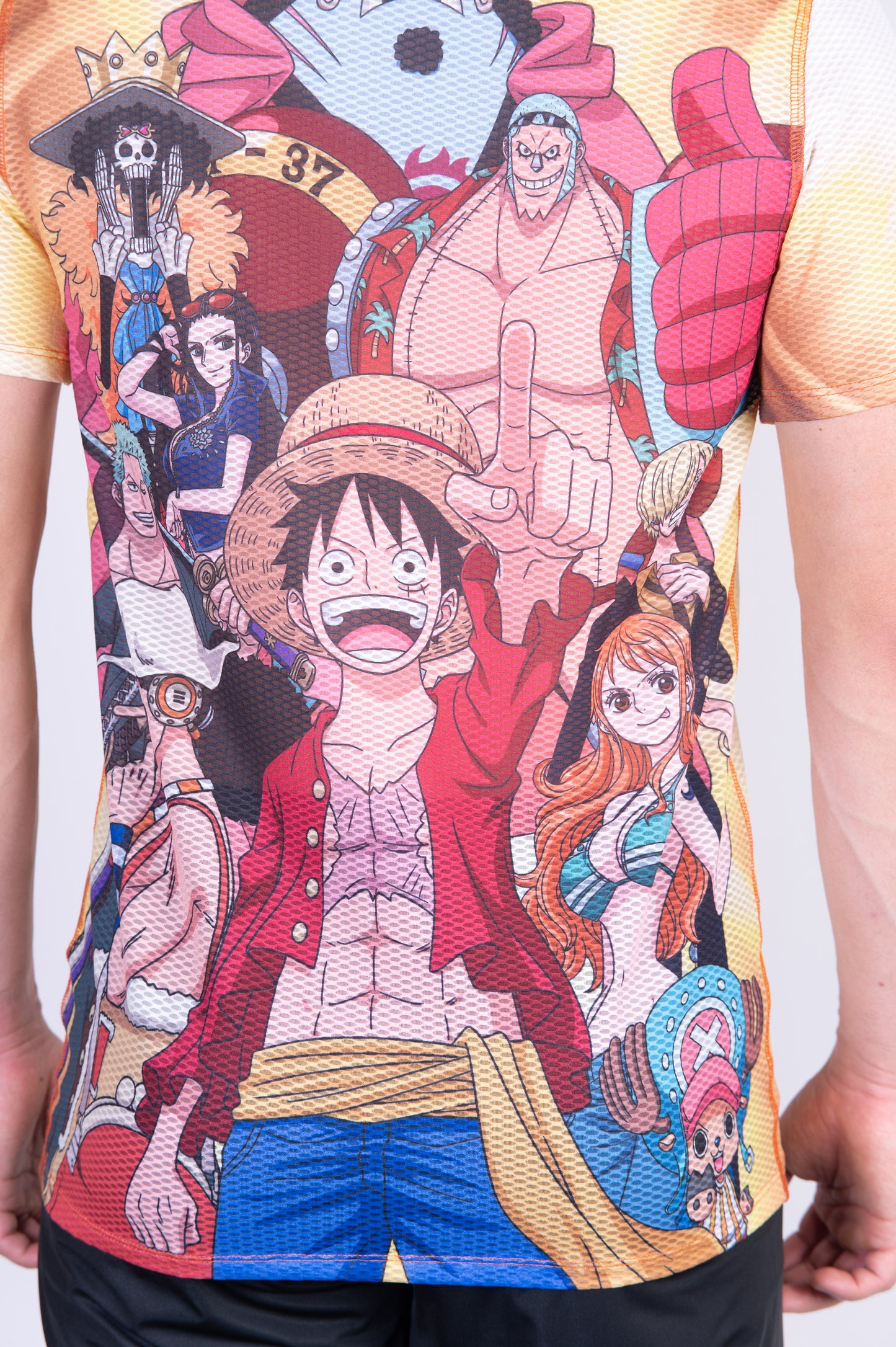 Short sleeve t-shirt men - One piece fishman straw hat crew yellow