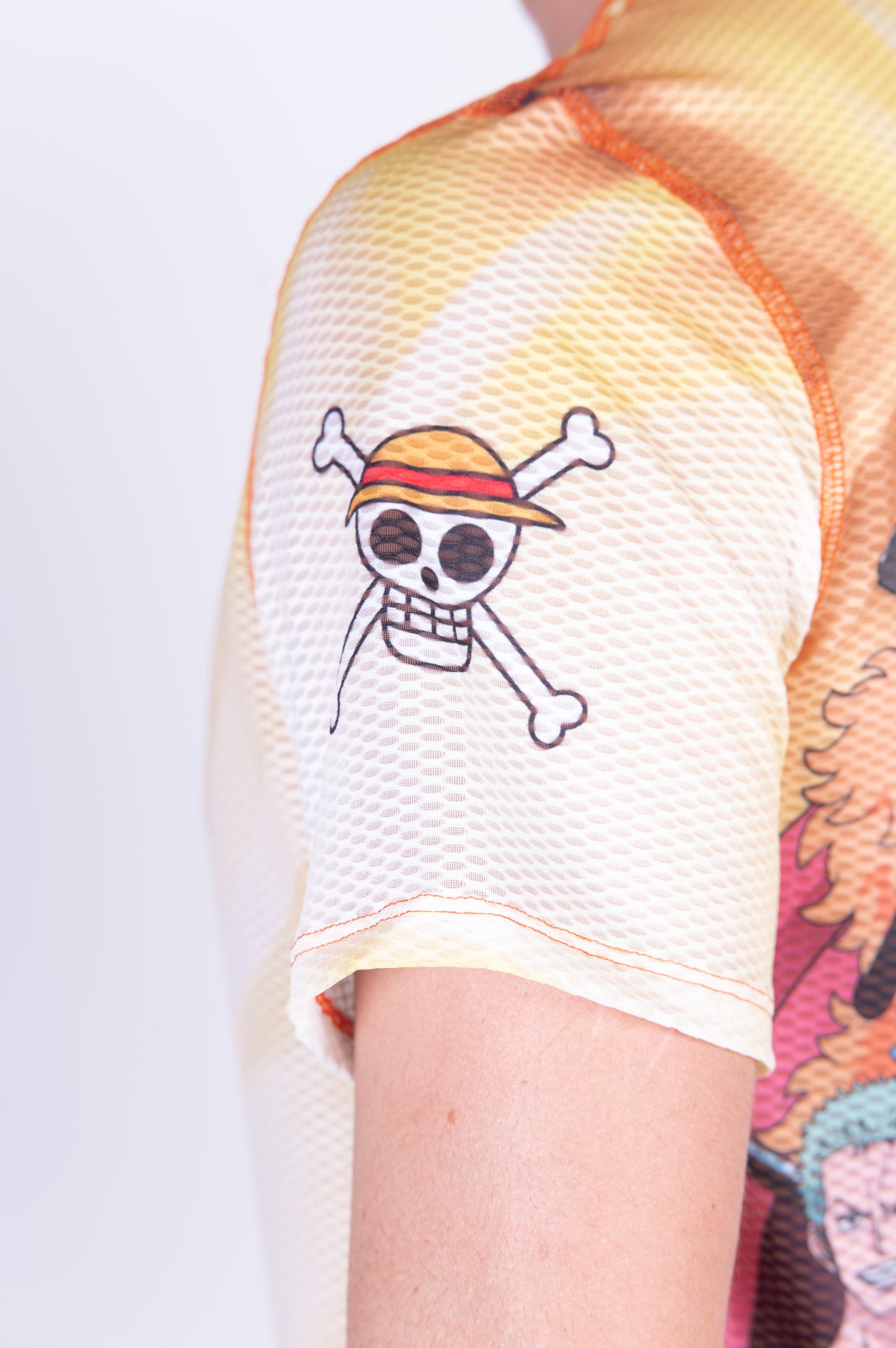 Short sleeve t-shirt men - One piece fishman straw hat crew yellow