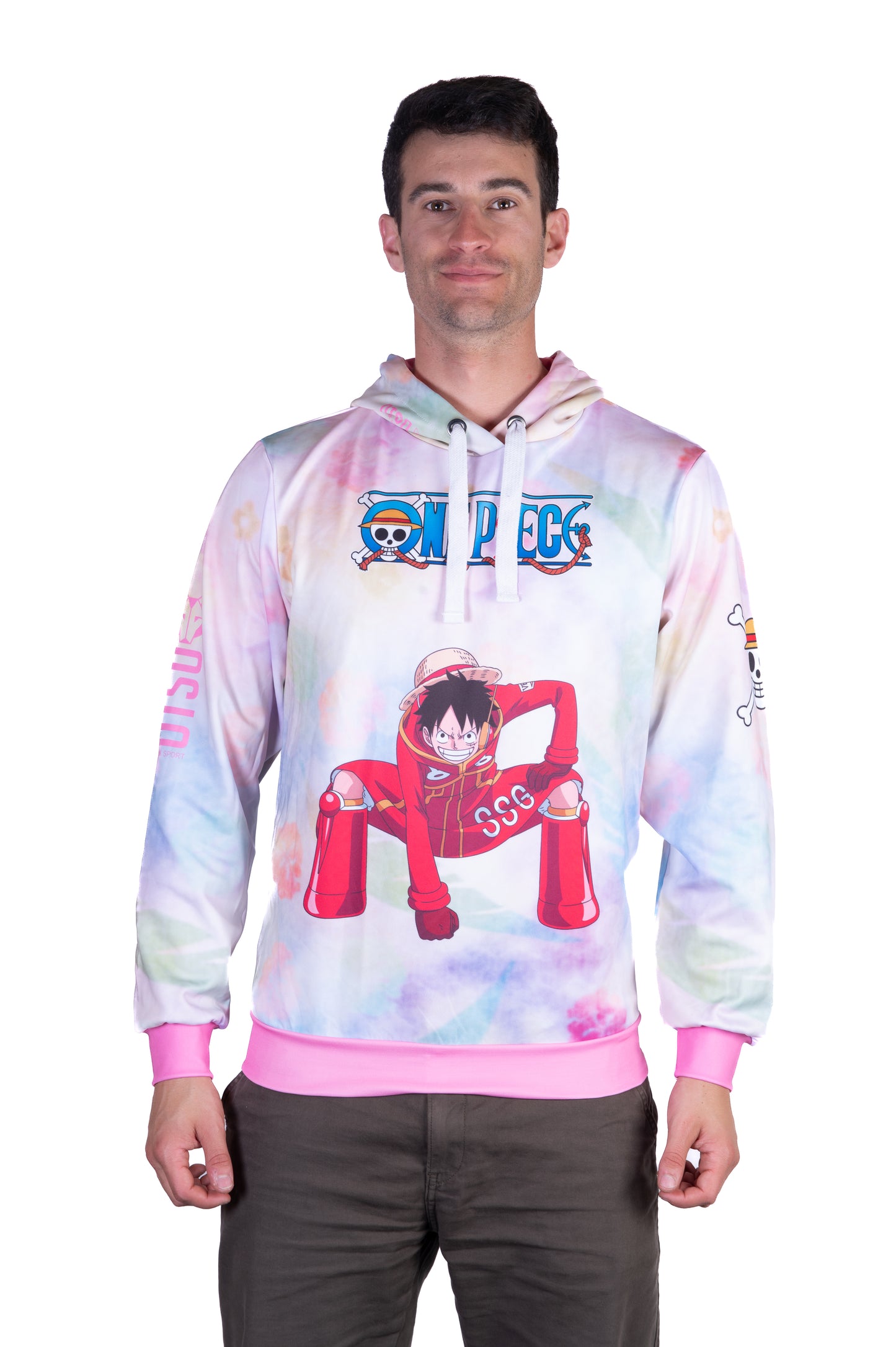 Felpa - One piece egghead luffy and the crew pink