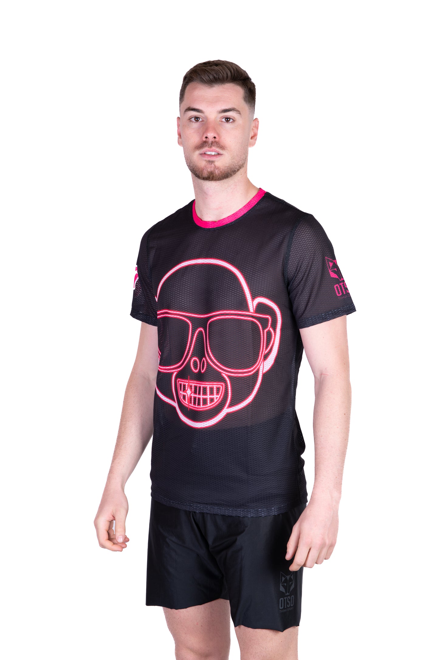 Short Sleeve T-Shirt for Men - Emoji Monkey Neon