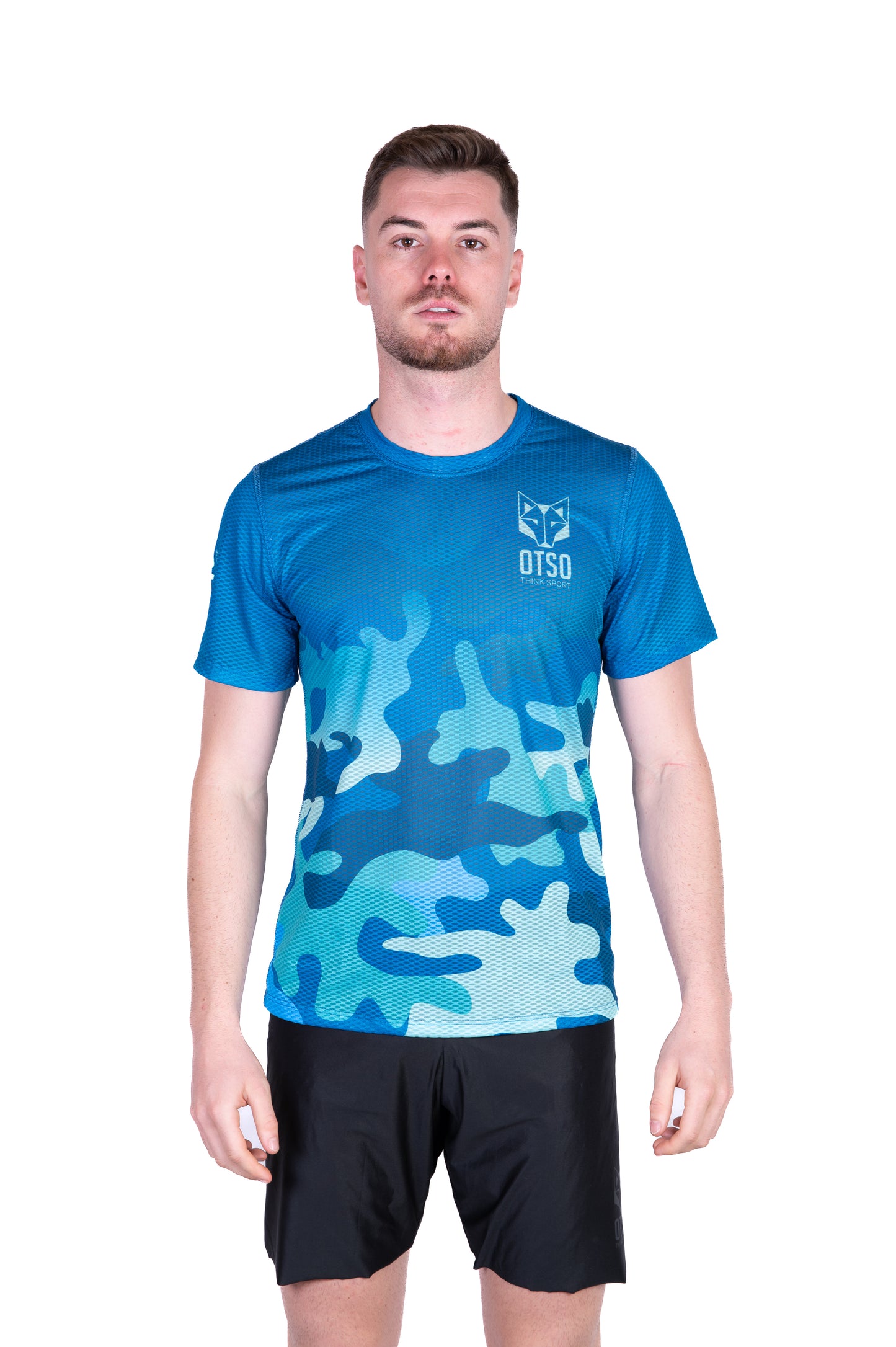 Camiseta de manga curta homem - Azul Camuflado