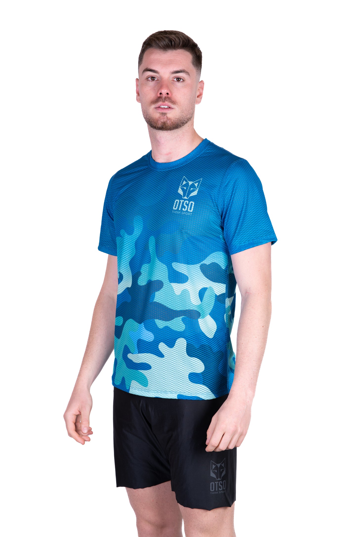 Camiseta de manga curta homem - Azul Camuflado