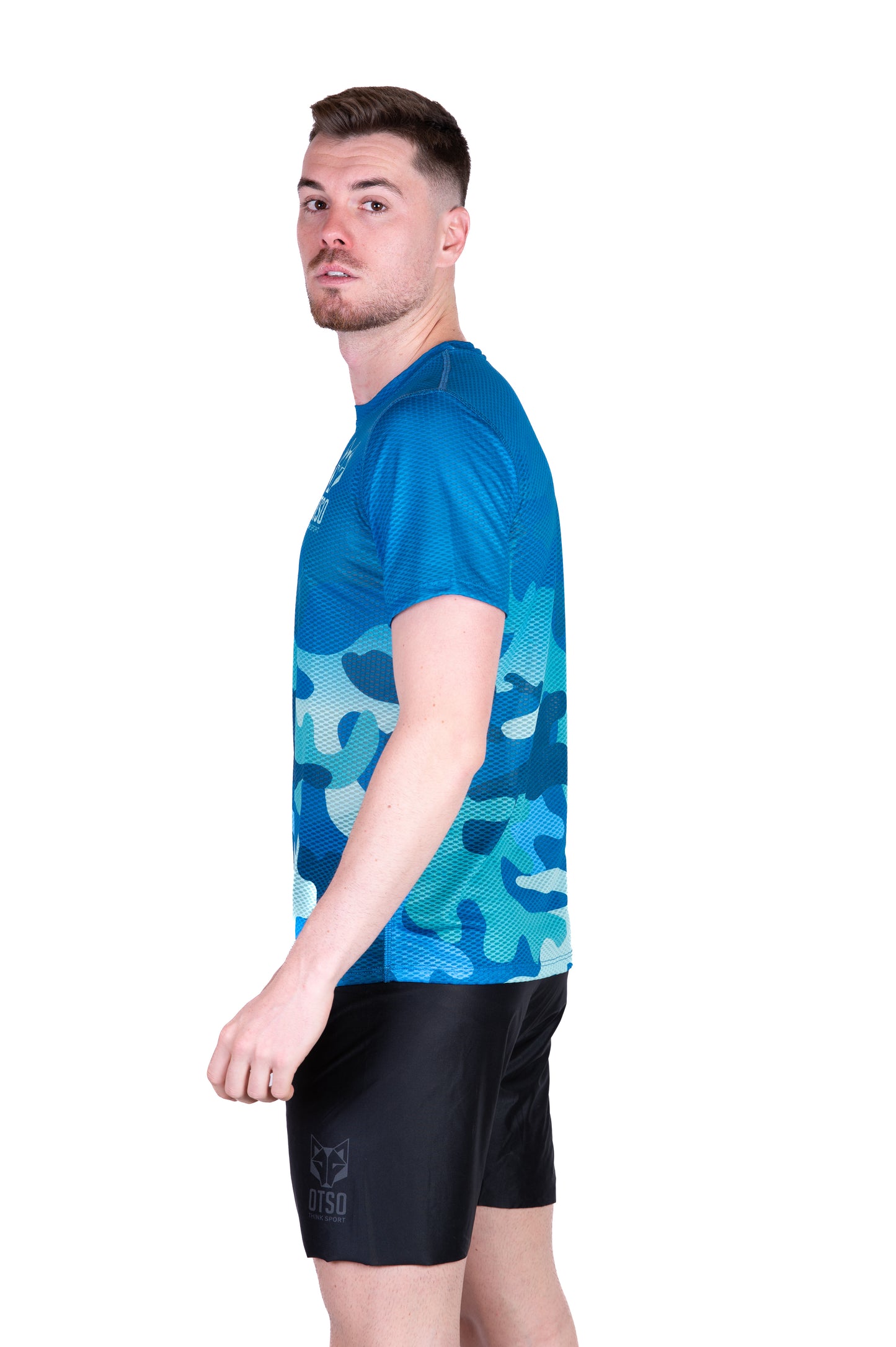 Camiseta de manga curta homem - Azul Camuflado