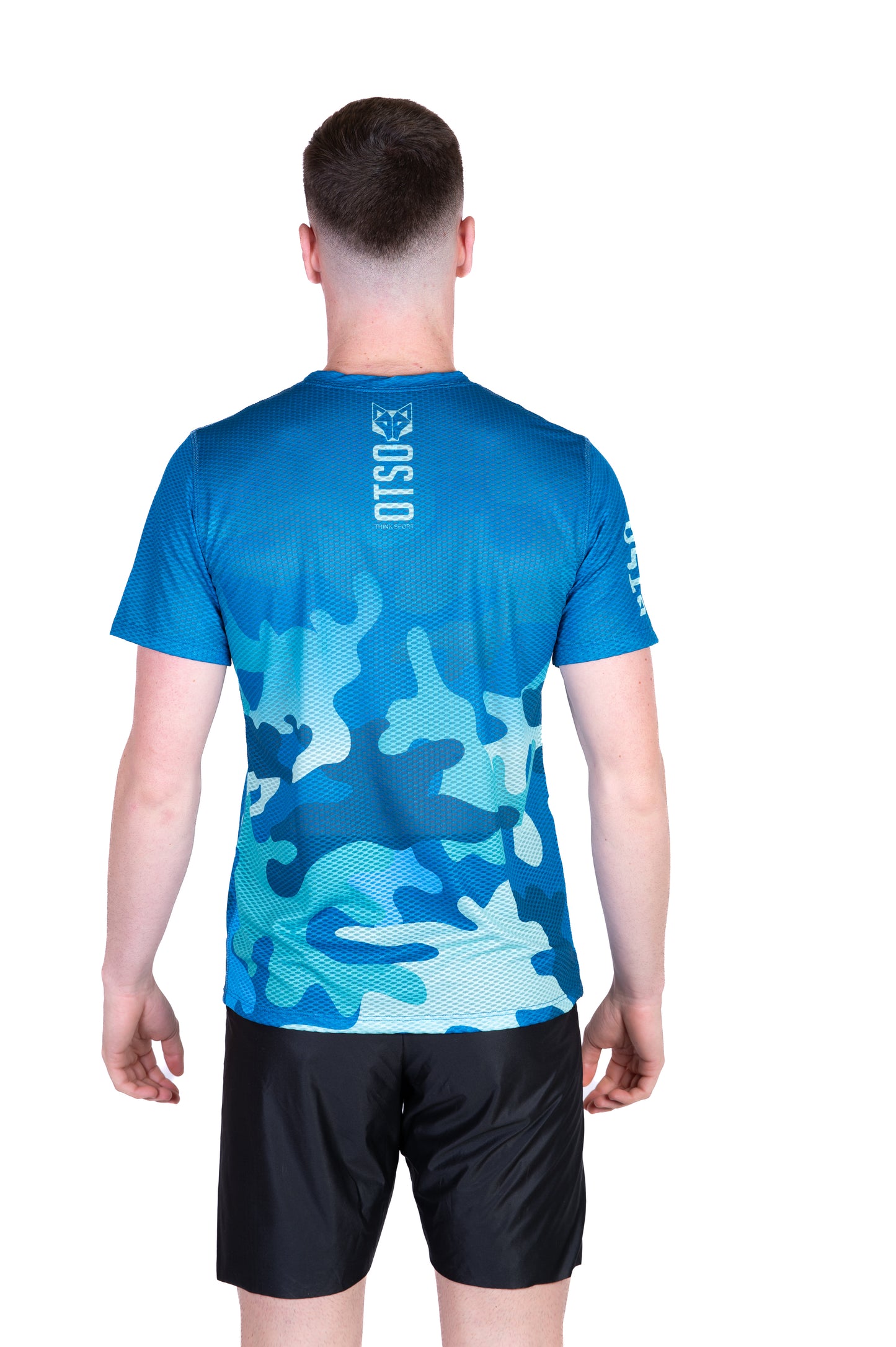 Camiseta de manga curta homem - Azul Camuflado