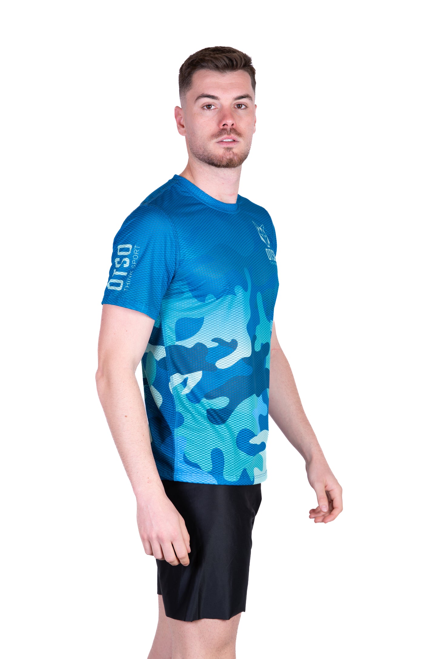 Camiseta de manga curta homem - Azul Camuflado