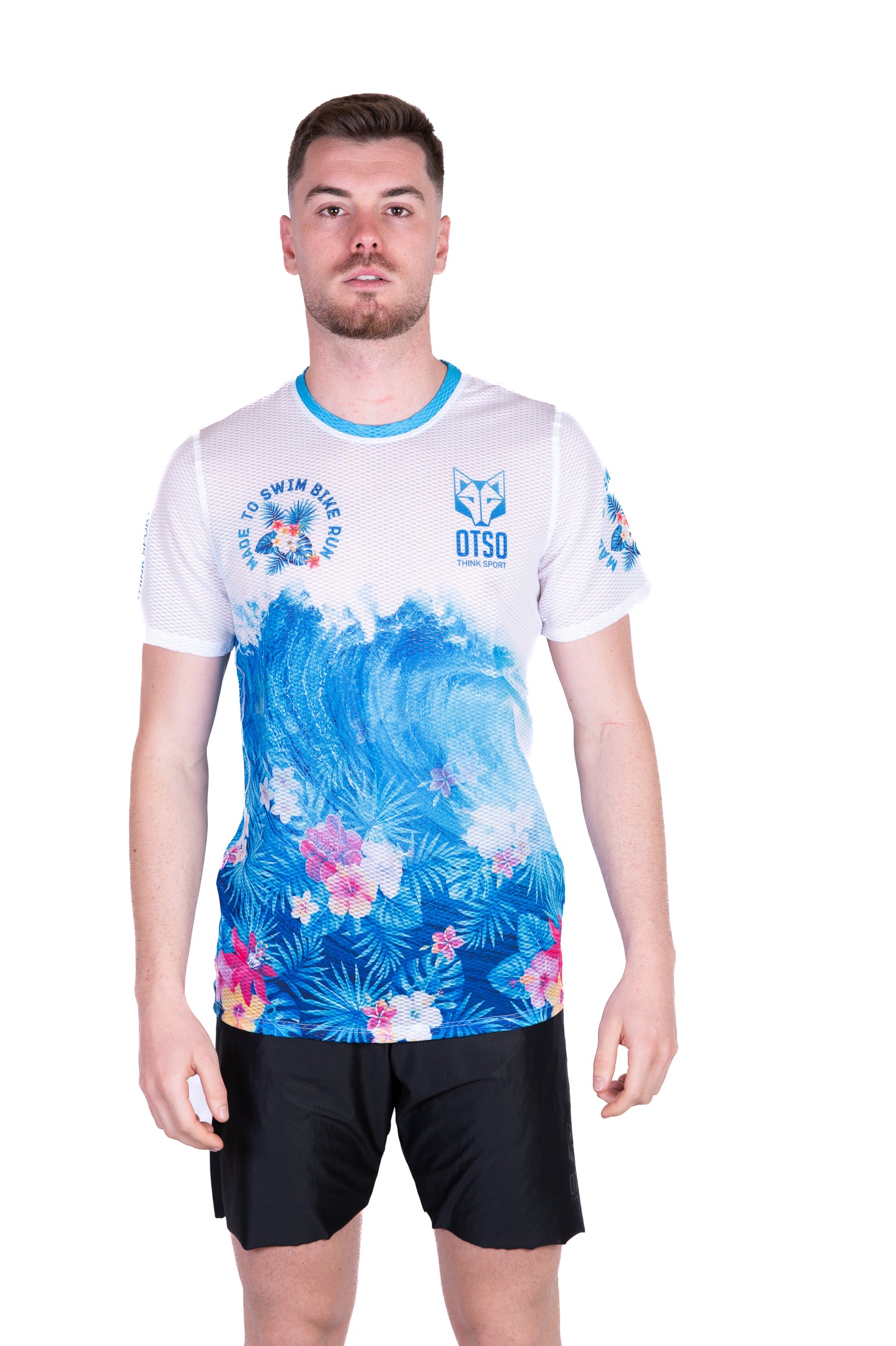 Short sleeve t-shirt for men - Swim Bike Run Wave