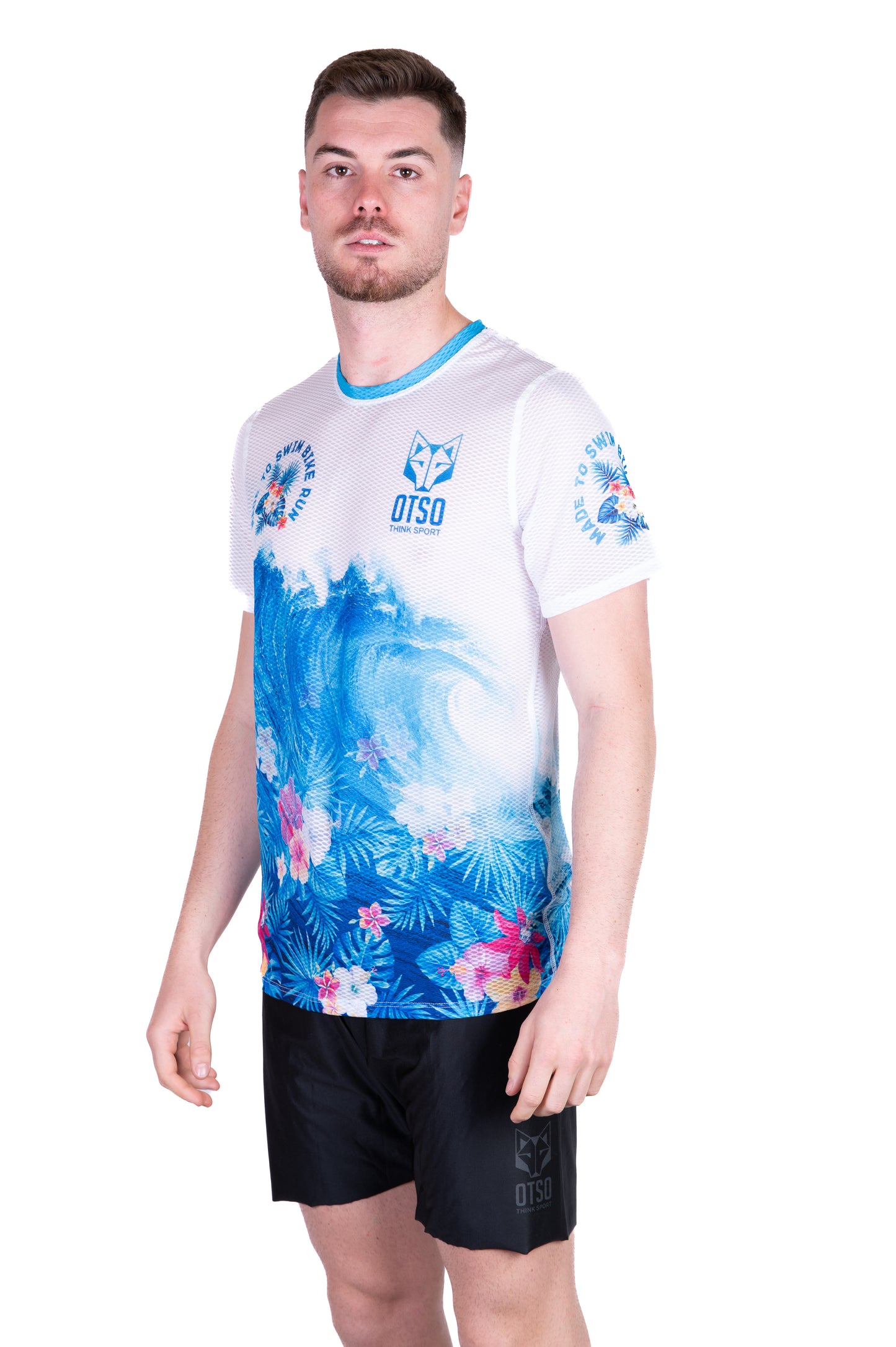 Short sleeve t-shirt for men - Swim Bike Run Wave
