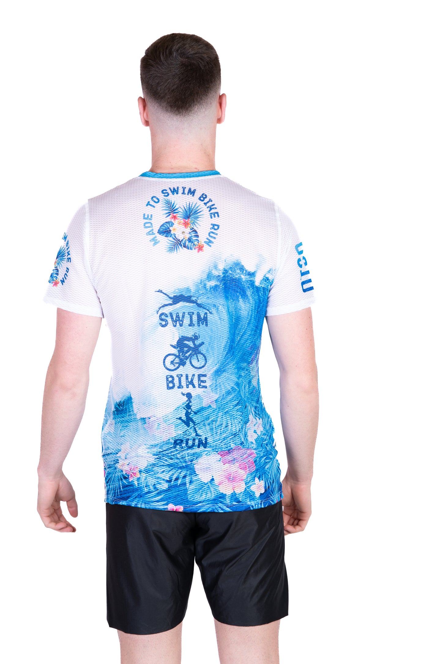 Short sleeve t-shirt for men - Swim Bike Run Wave