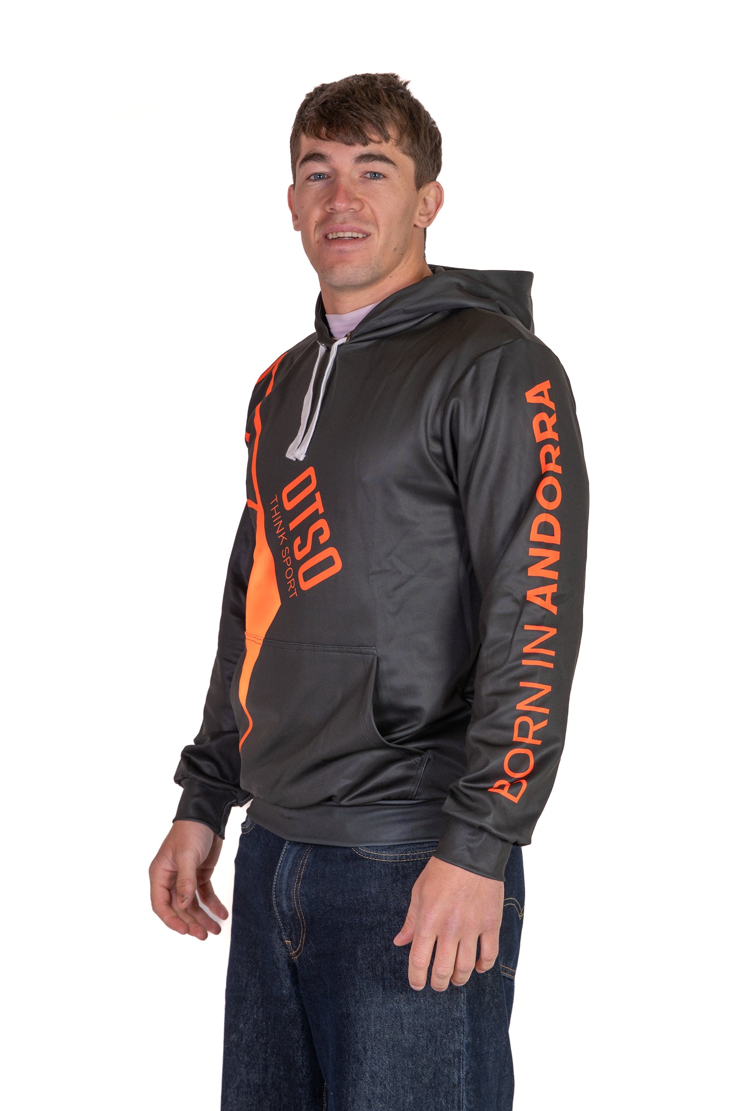 Hoodie - Black & Fluo Orange Otso