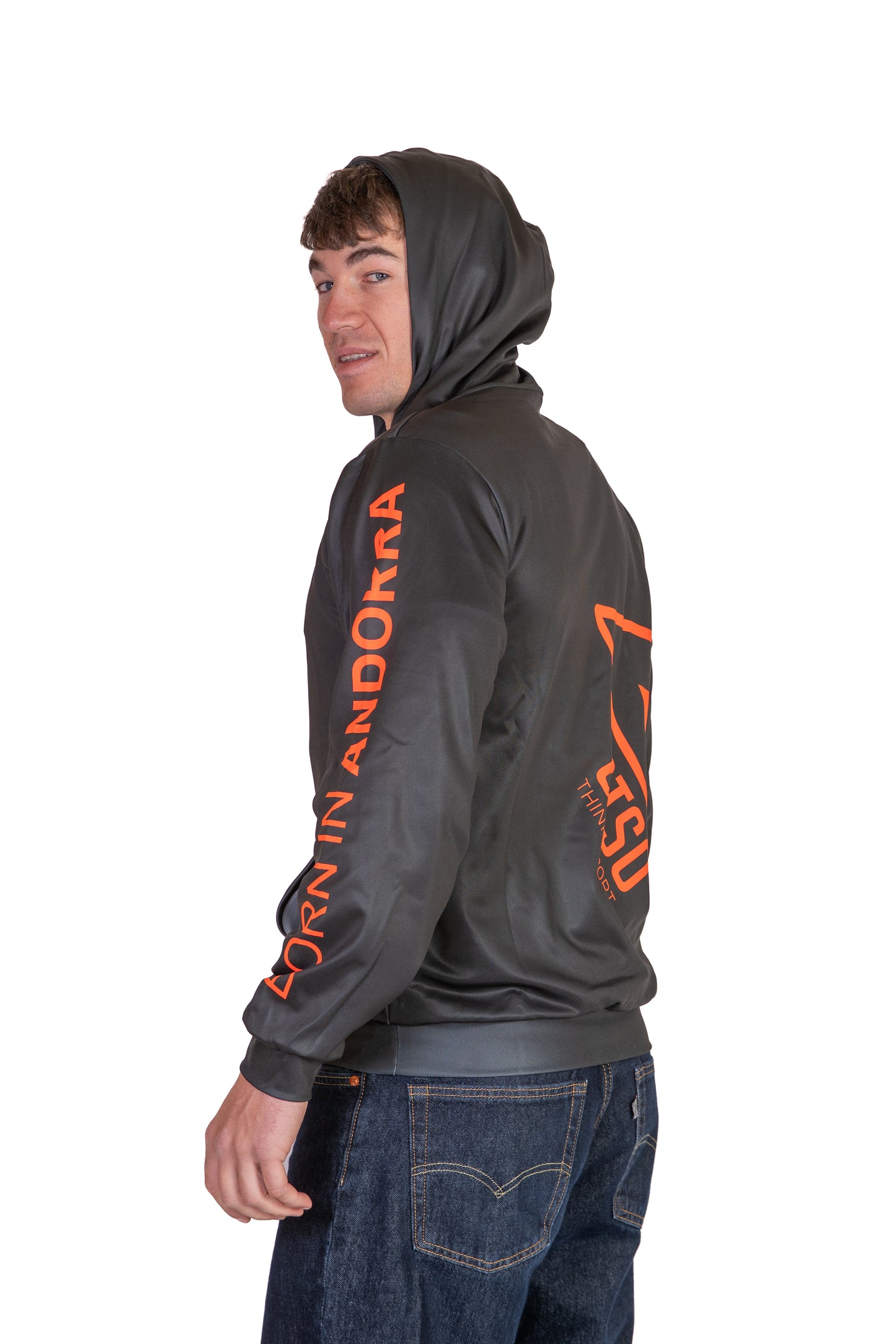 Hoodie - Black & Fluo Orange Otso