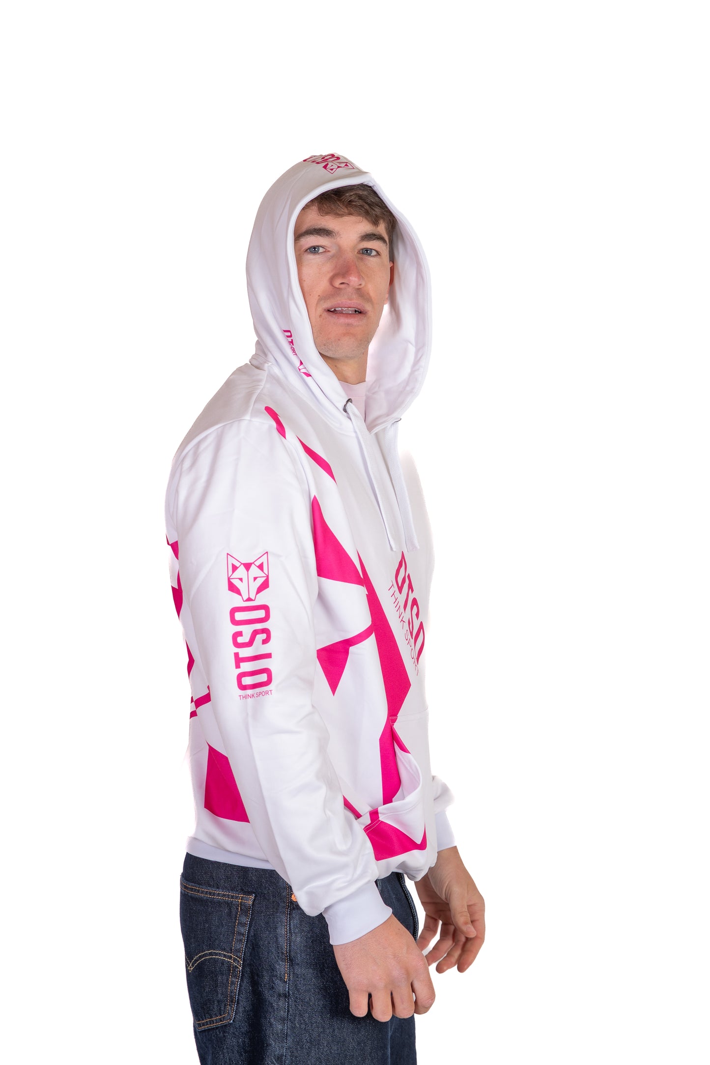 Sudadera - White & Fluo Pink Otso