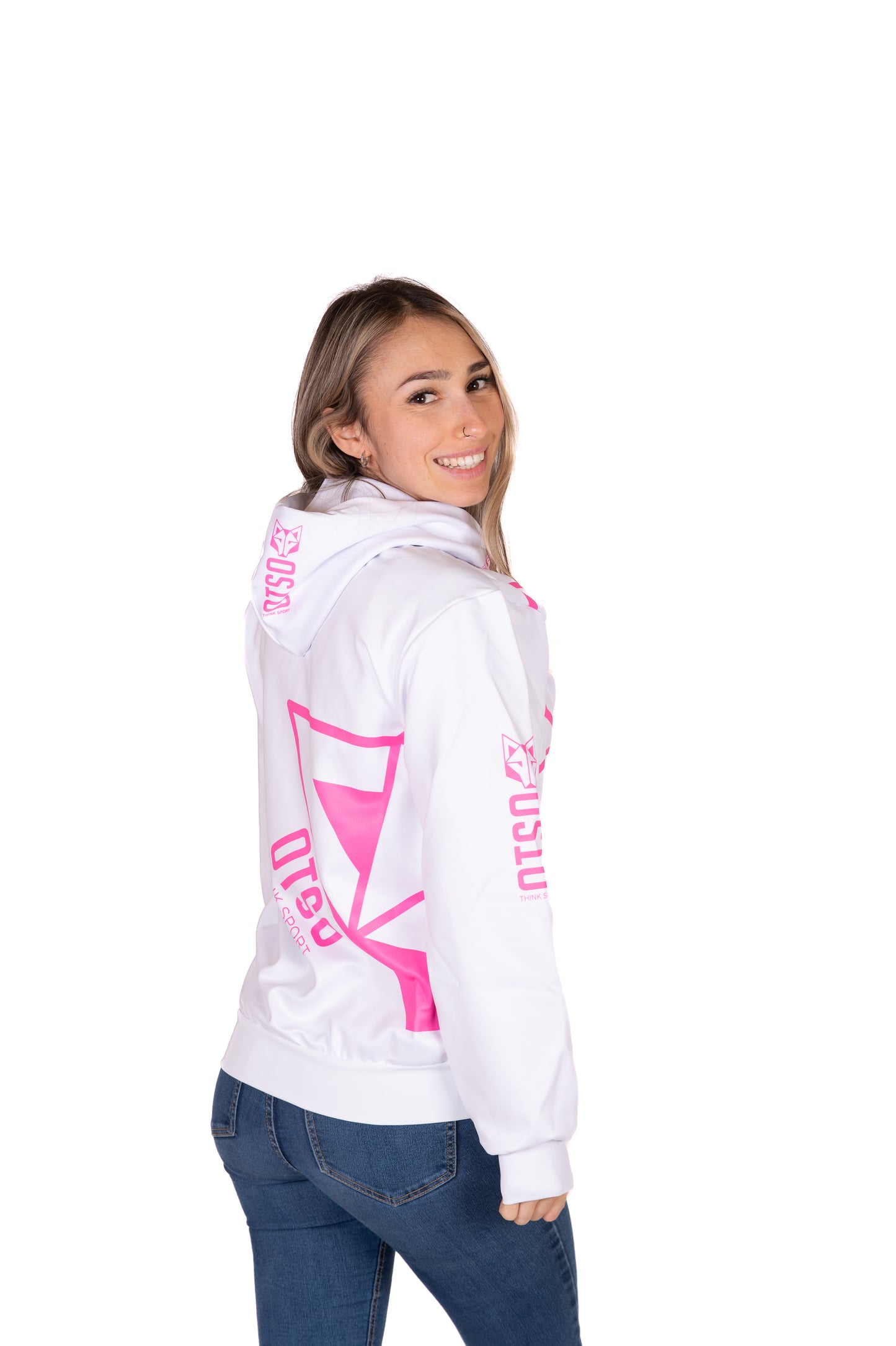 Sudadera - White & Fluo Pink Otso